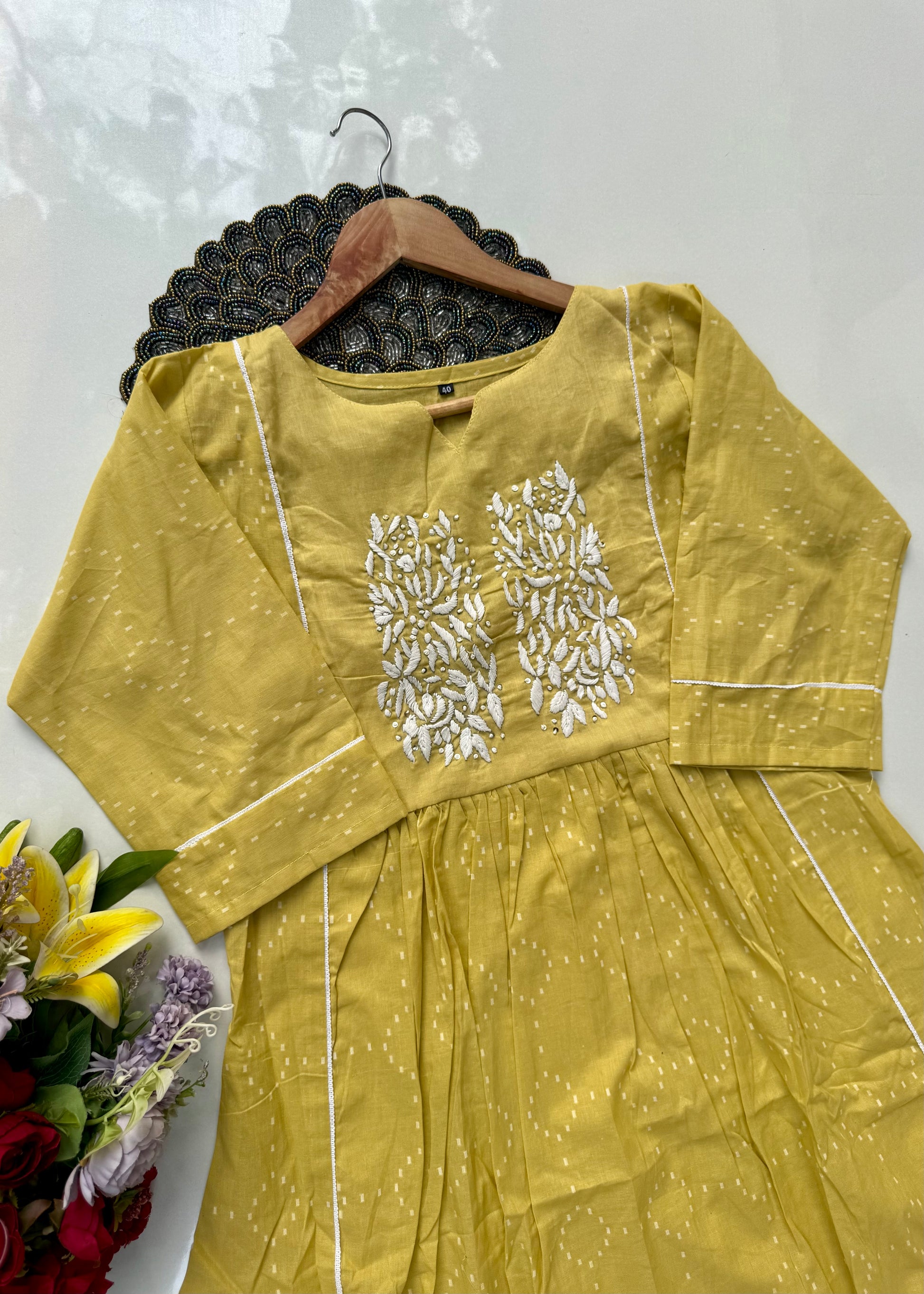 “Vamika” Mul cotton handcrafted Anarkali kurta set ❤️
