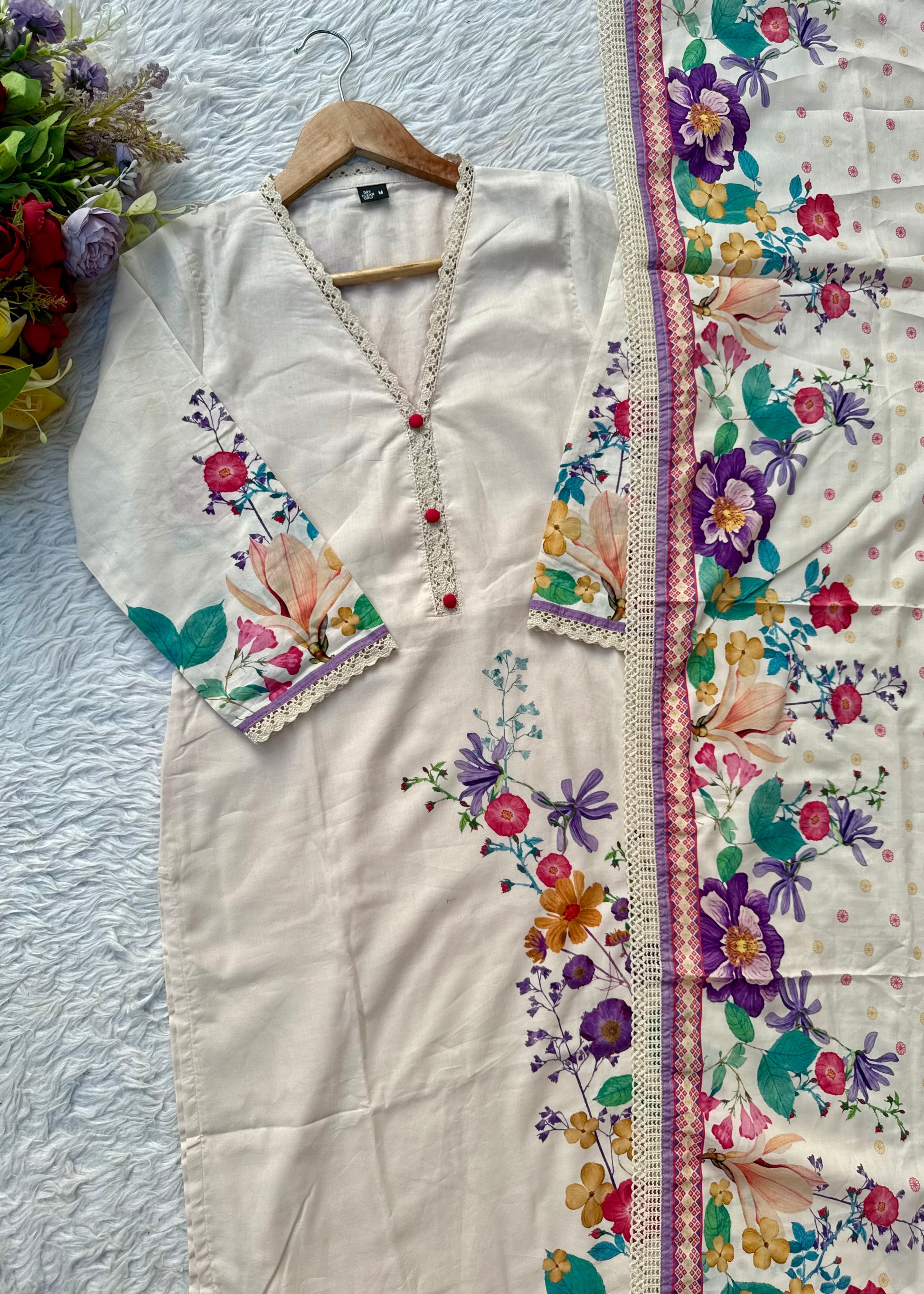 “BHOOMI" Premium mul cotton kurti pant with dupatta set