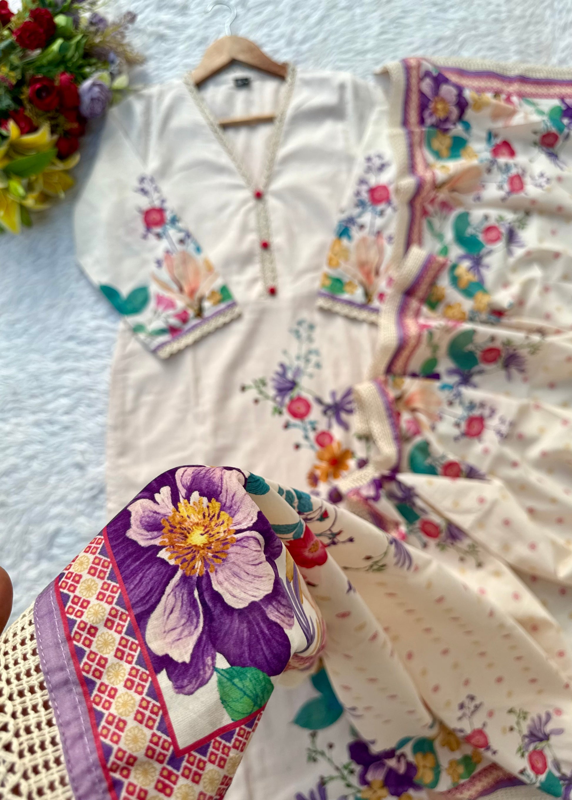 “BHOOMI" Premium mul cotton kurti pant with dupatta set