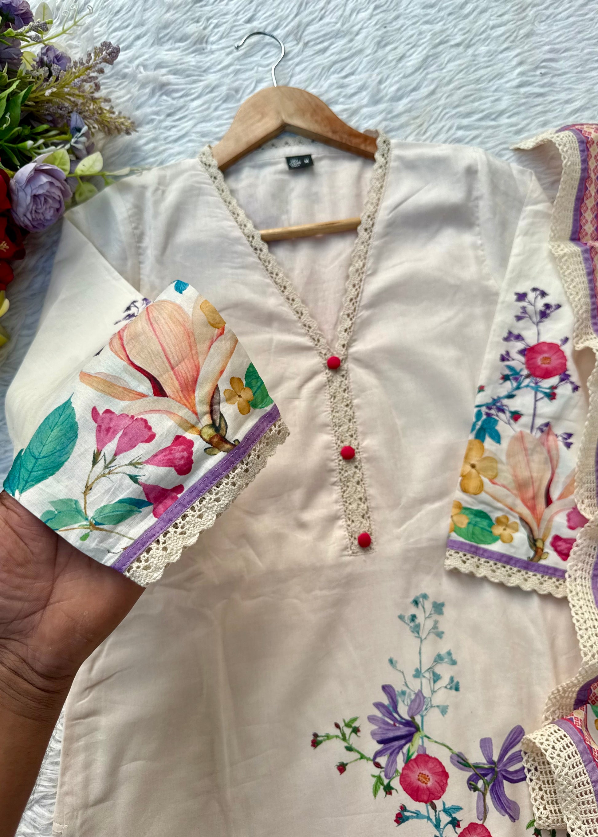 “BHOOMI" Premium mul cotton kurti pant with dupatta set