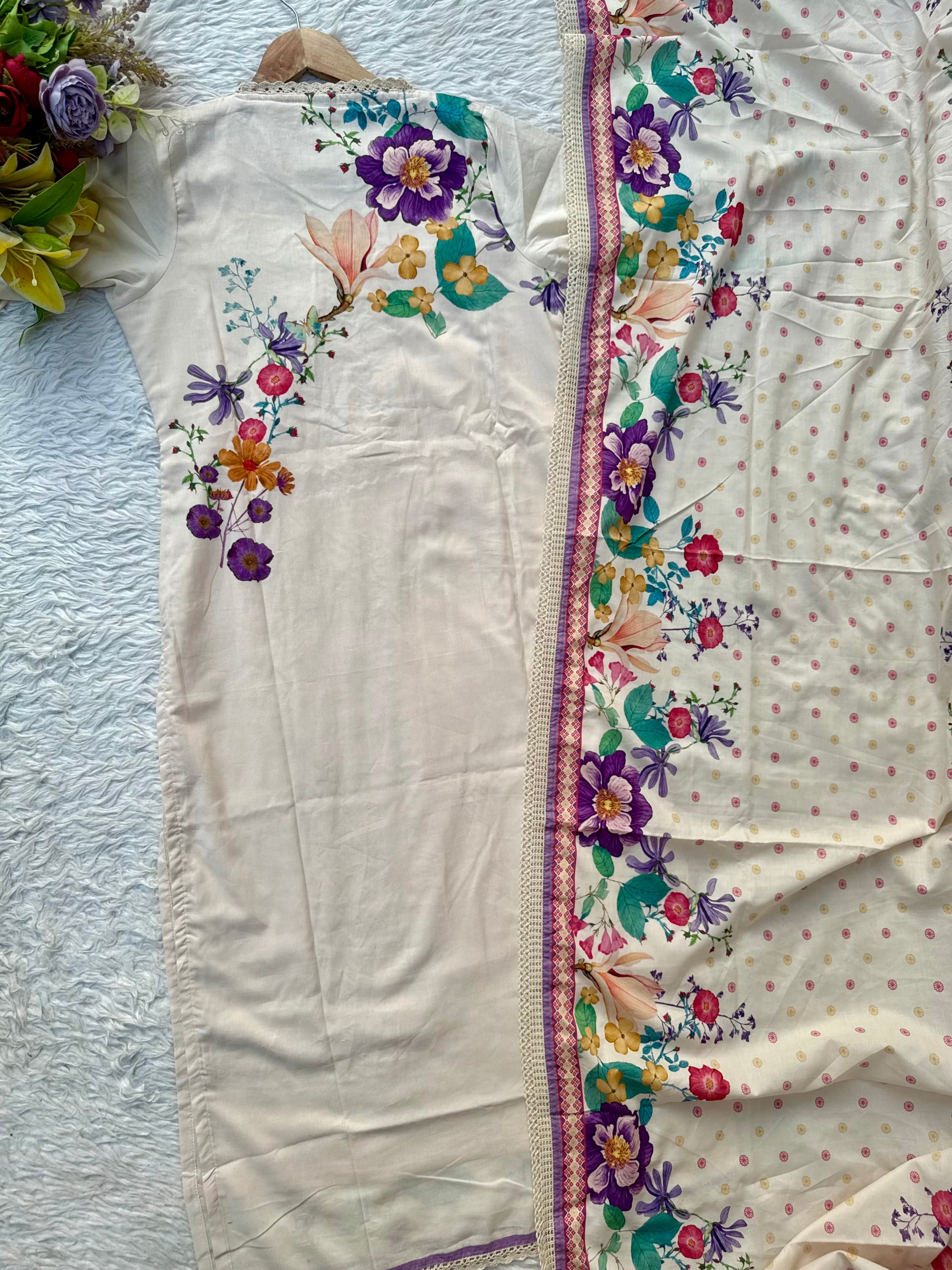 “BHOOMI" Premium mul cotton kurti pant with dupatta set