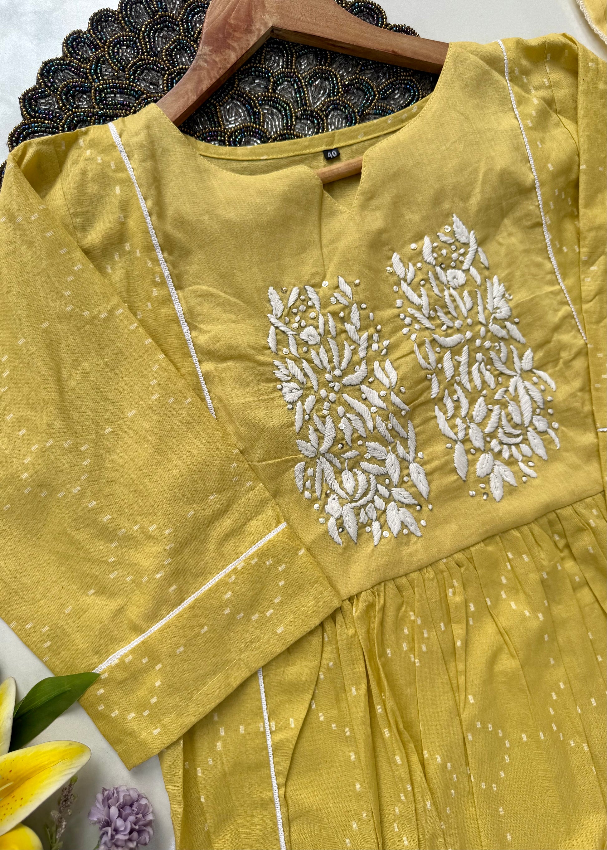“Vamika” Mul cotton handcrafted Anarkali kurta set ❤️
