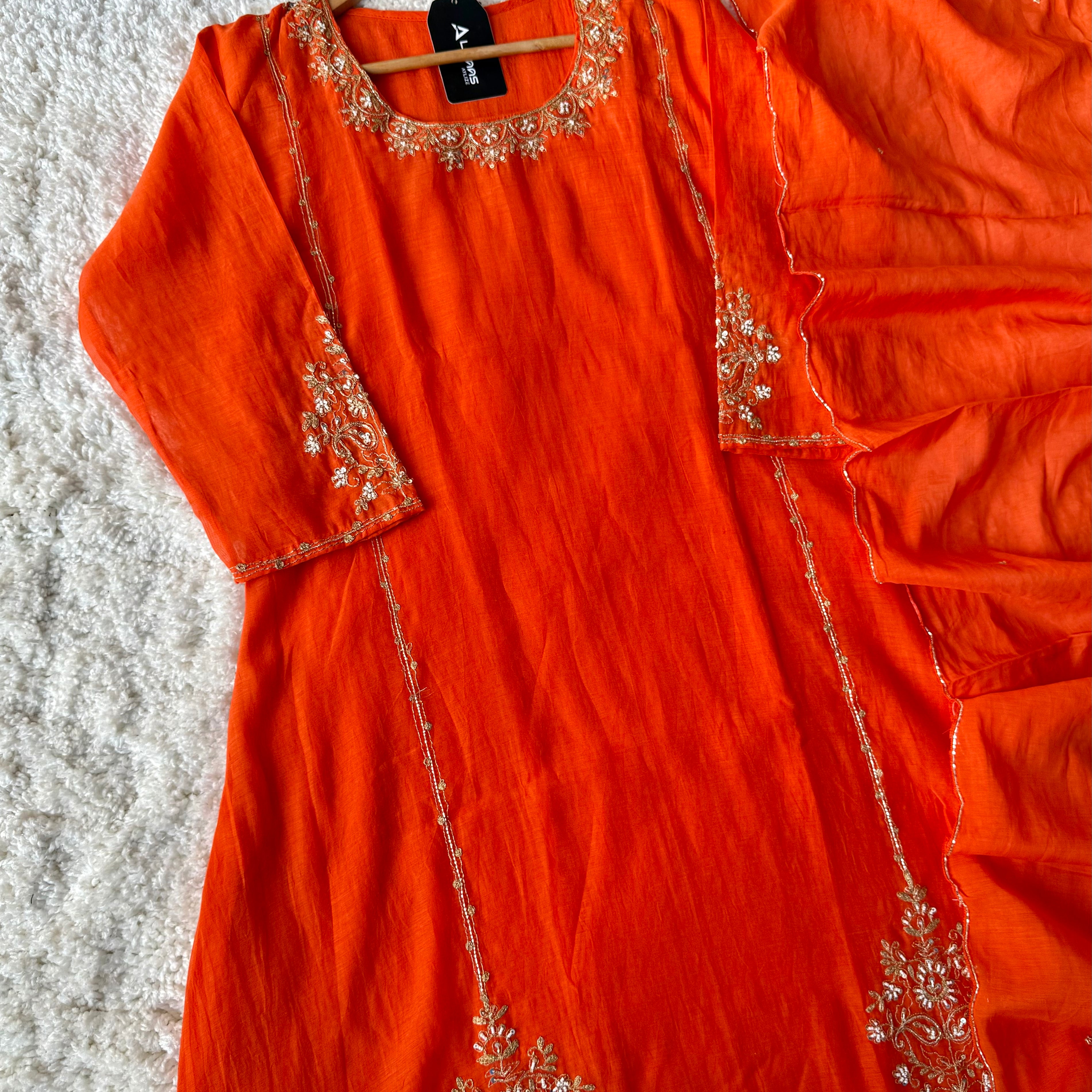 💕”Nayra – Premium Mul Chanderi A-Line Kurta Set