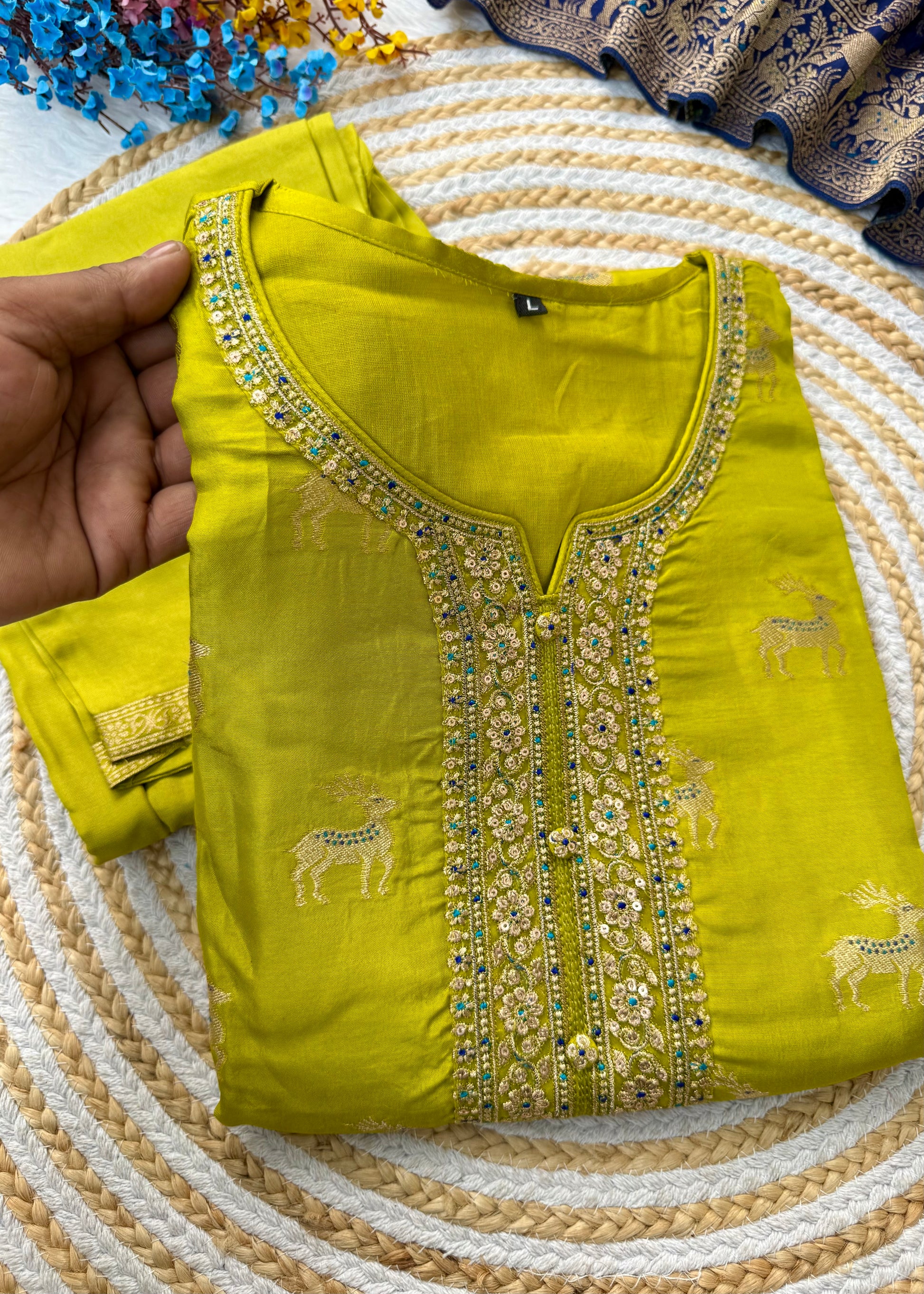 “AMRITA” Festive wear Jacquard silk kurta bottom with dupatta set