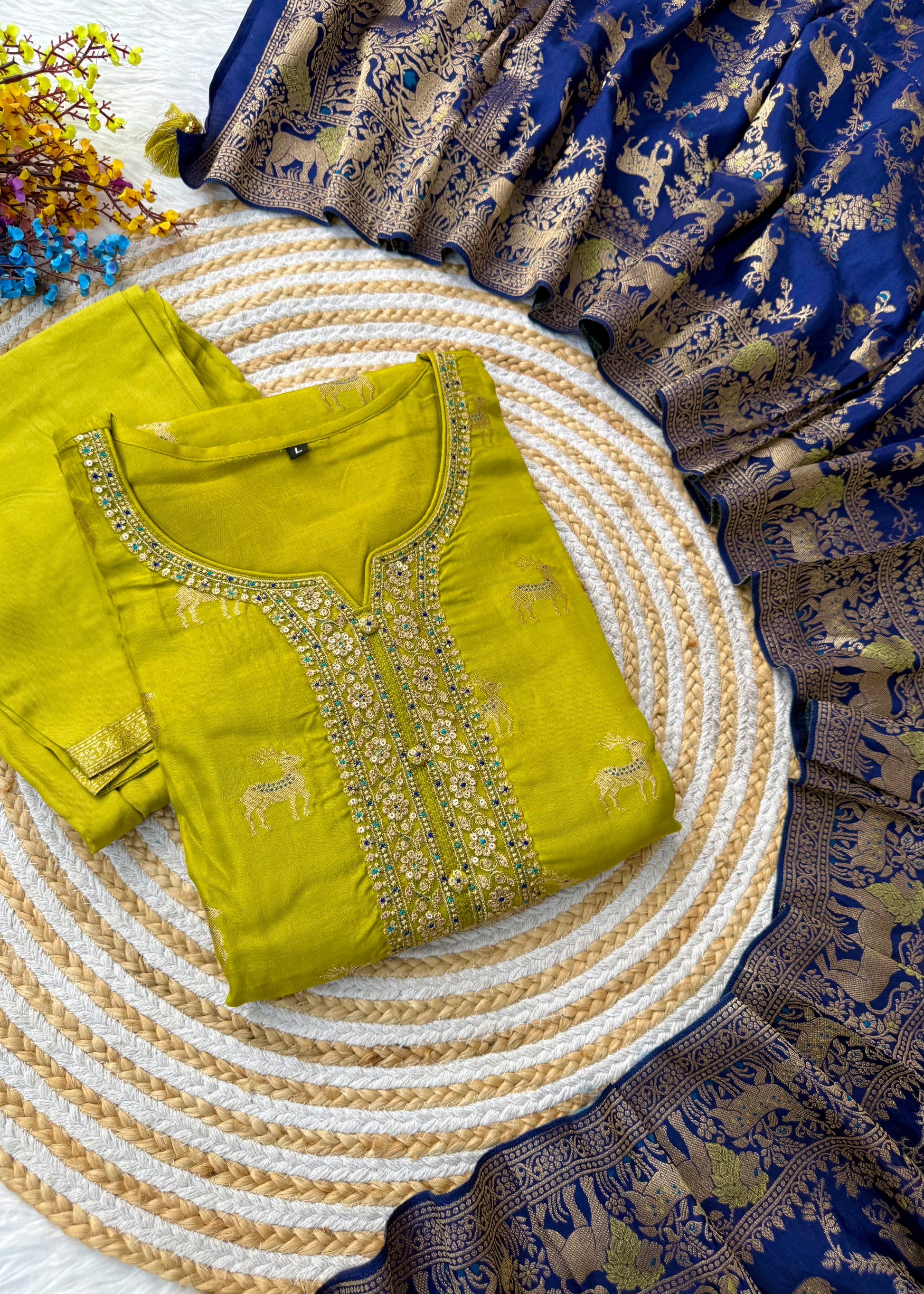 “AMRITA” Festive wear Jacquard silk kurta bottom with dupatta set