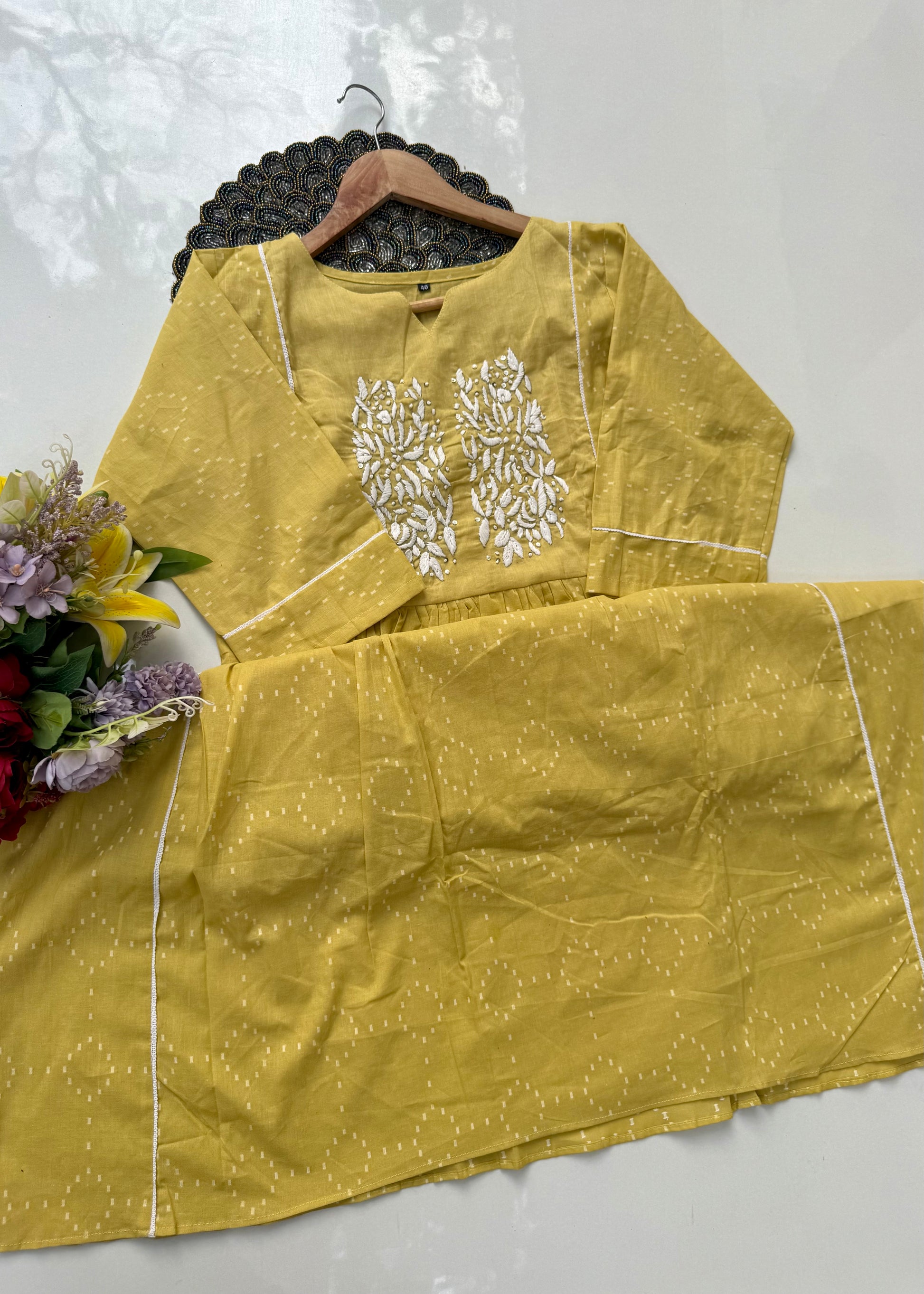 “Vamika” Mul cotton handcrafted Anarkali kurta set ❤️