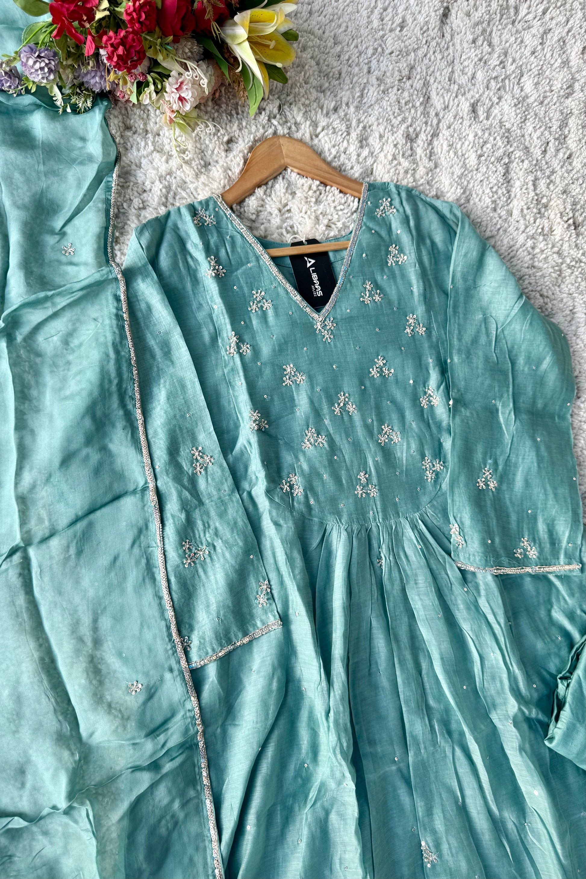 ✨Nagma- Premium Mul Chanderi A- Line Kurta Set