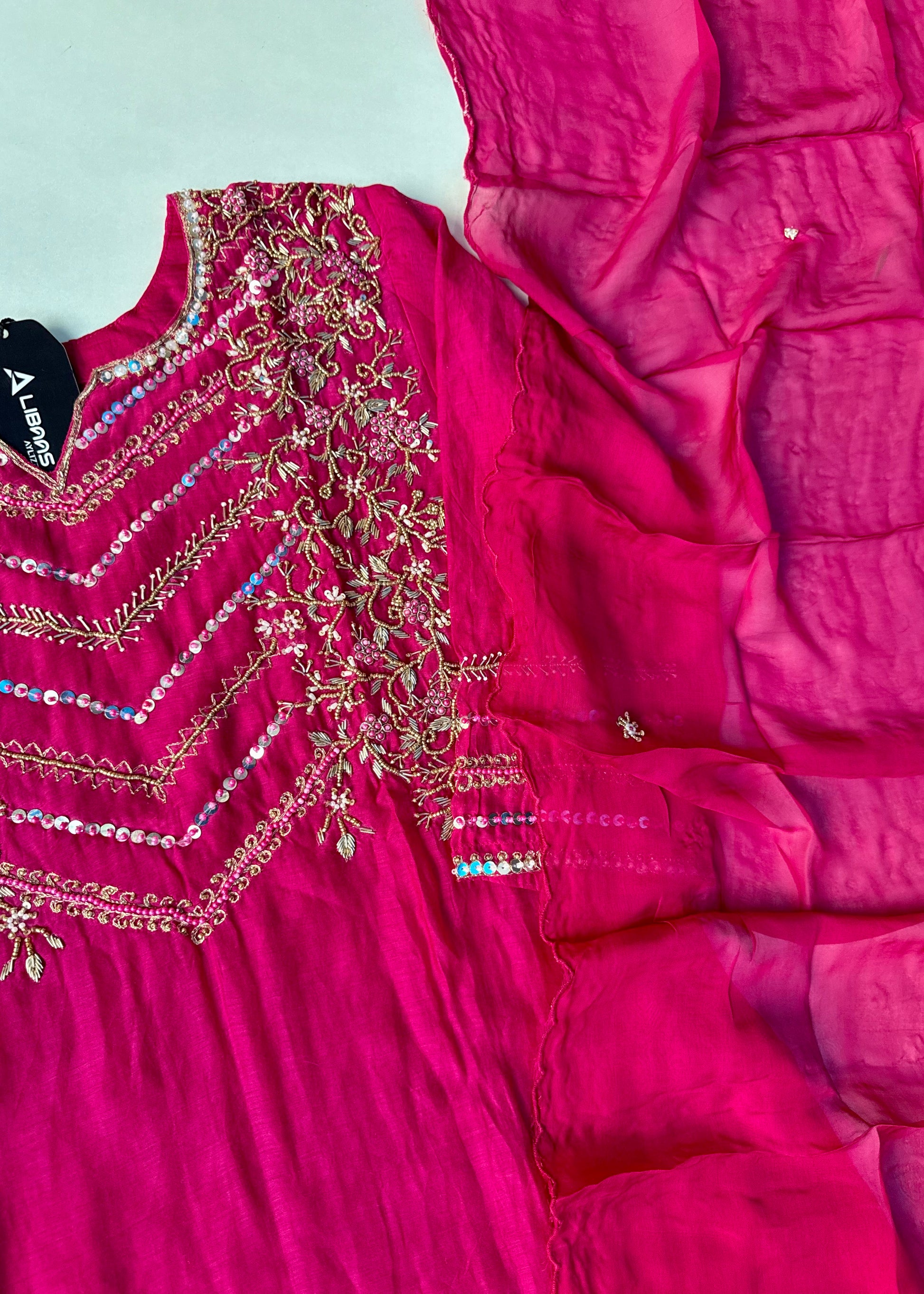 “Chanda” Premium karwa Pink mul chanderi A line kurta set