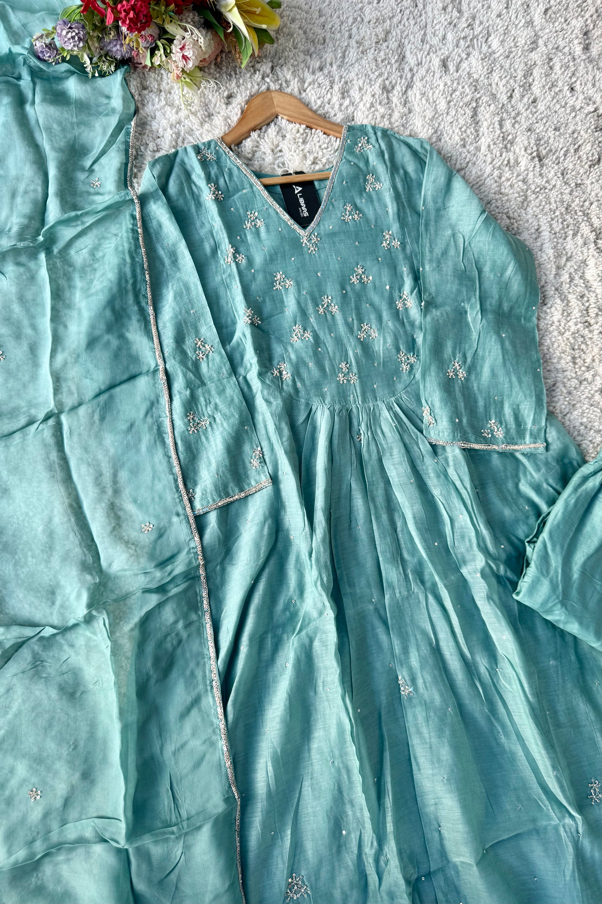 ✨Nagma- Premium Mul Chanderi A- Line Kurta Set