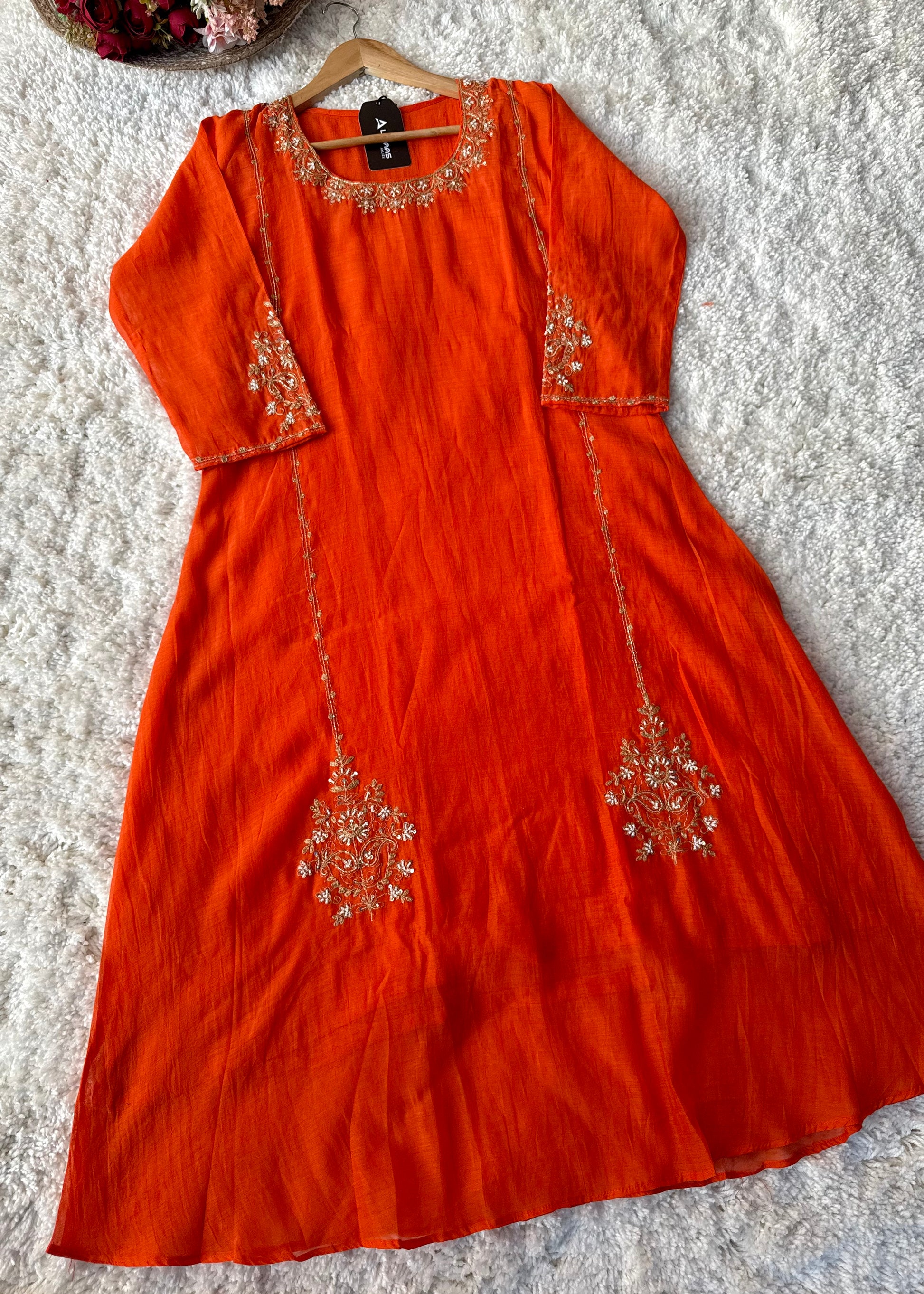 💕”Nayra – Premium Mul Chanderi A-Line Kurta Set