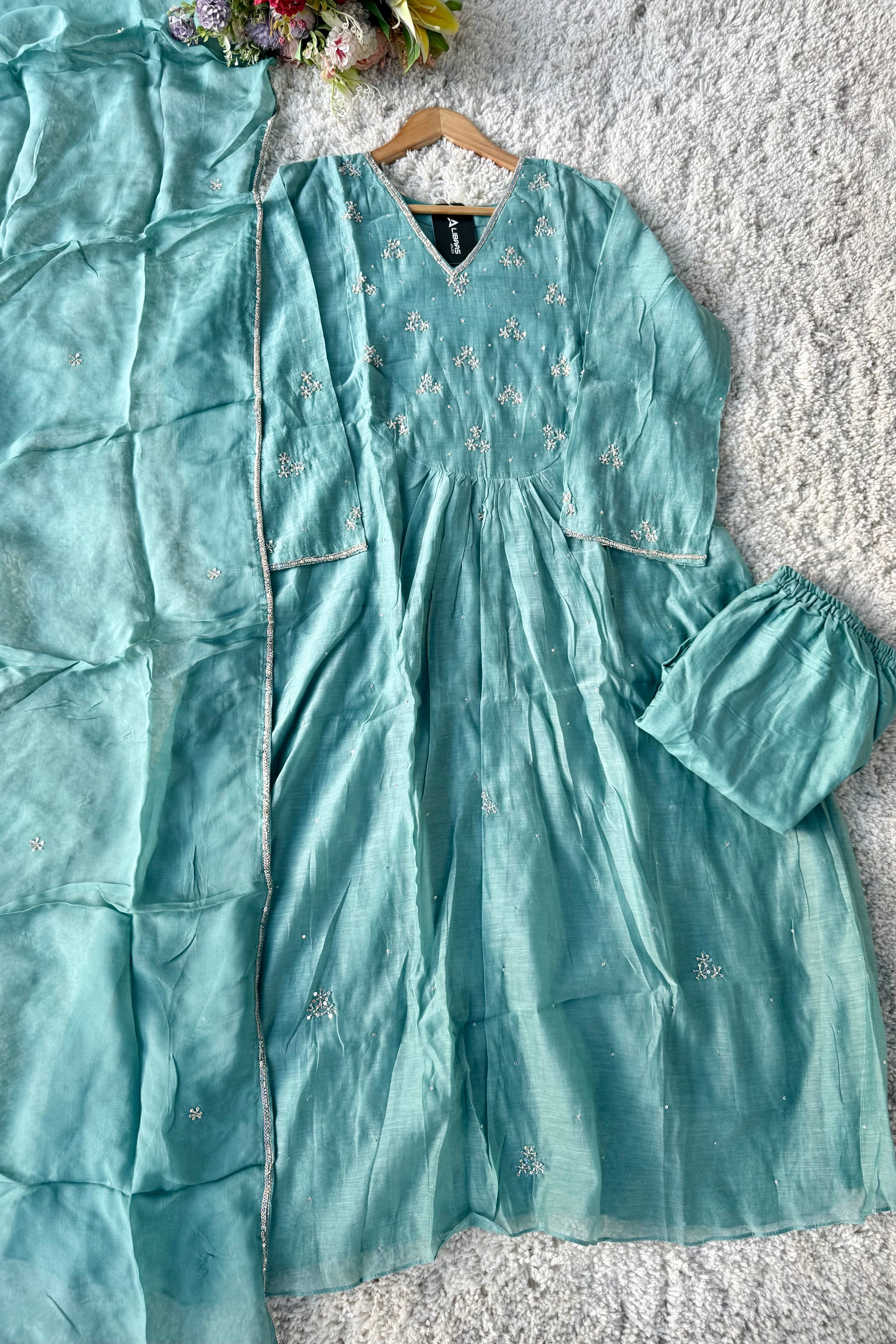 ✨Nagma- Premium Mul Chanderi A- Line Kurta Set