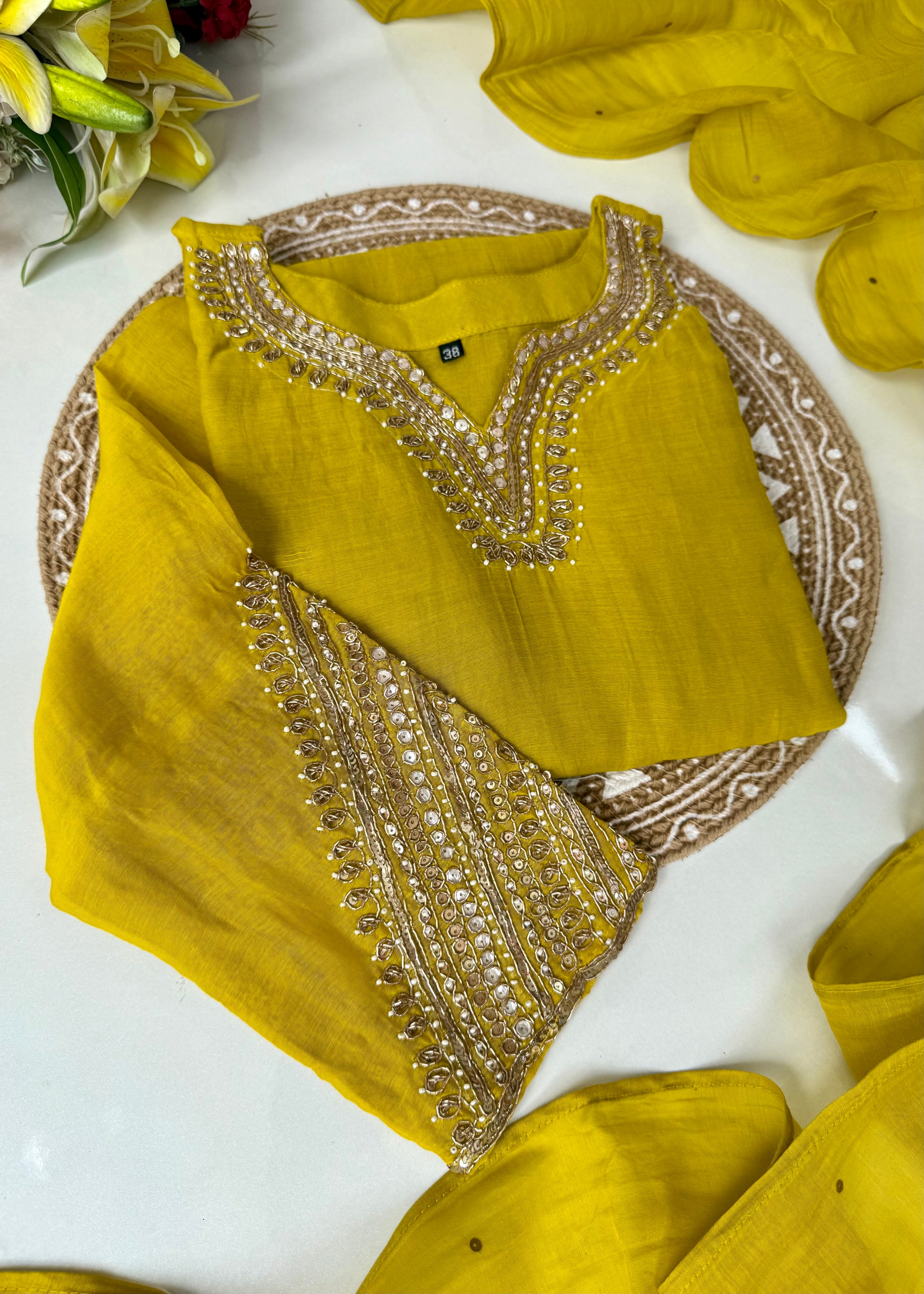 “KIARA” Premium Mul Chanderi handwork kurta set