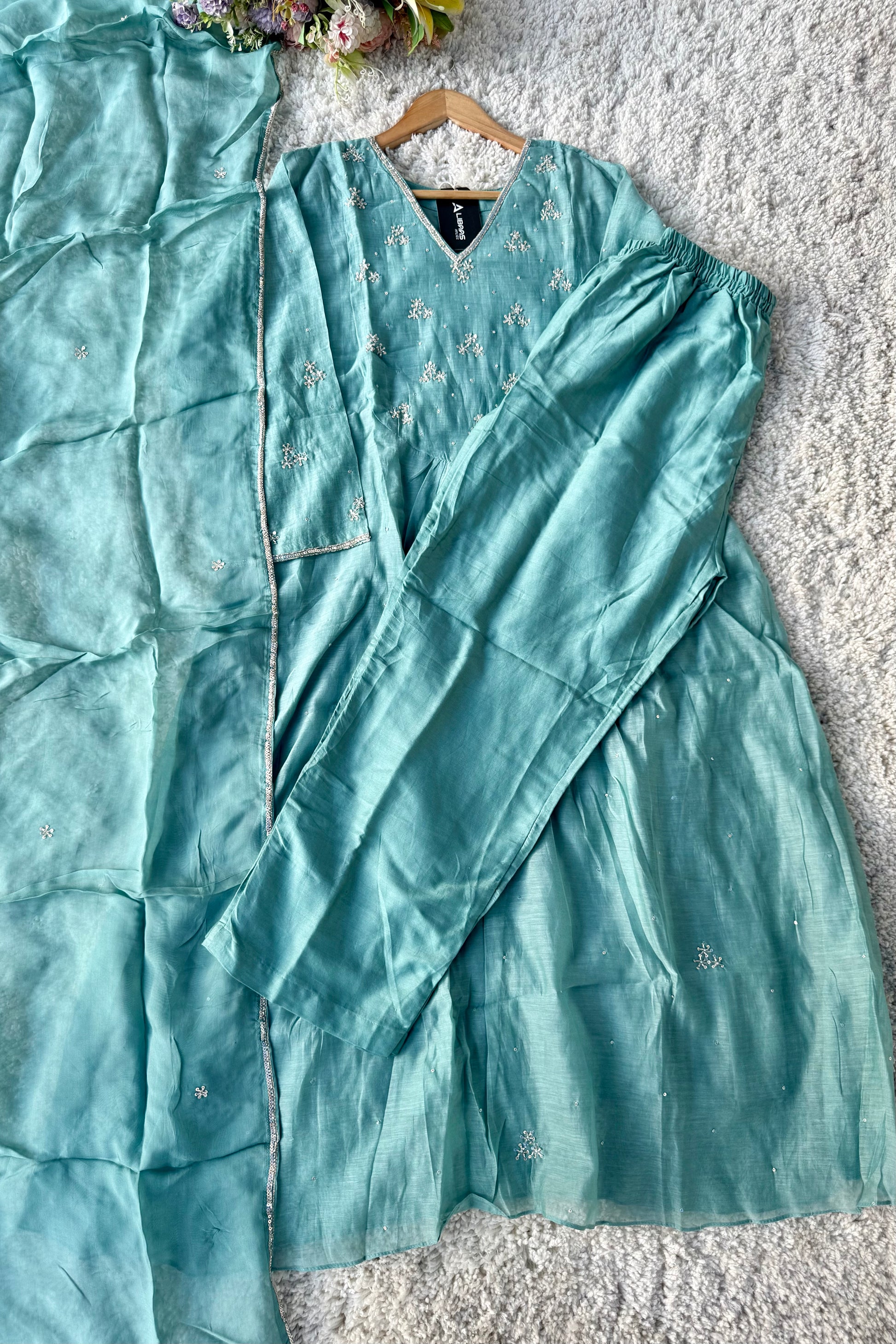 ✨Nagma- Premium Mul Chanderi A- Line Kurta Set