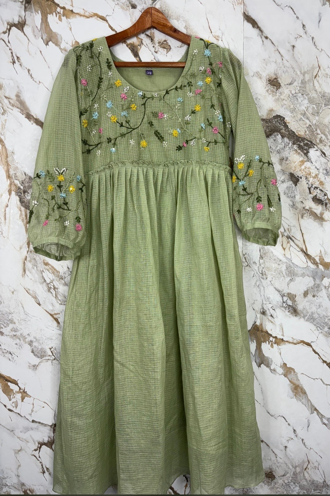 “Gulrez” Kota Doria Thred work Frock Dress