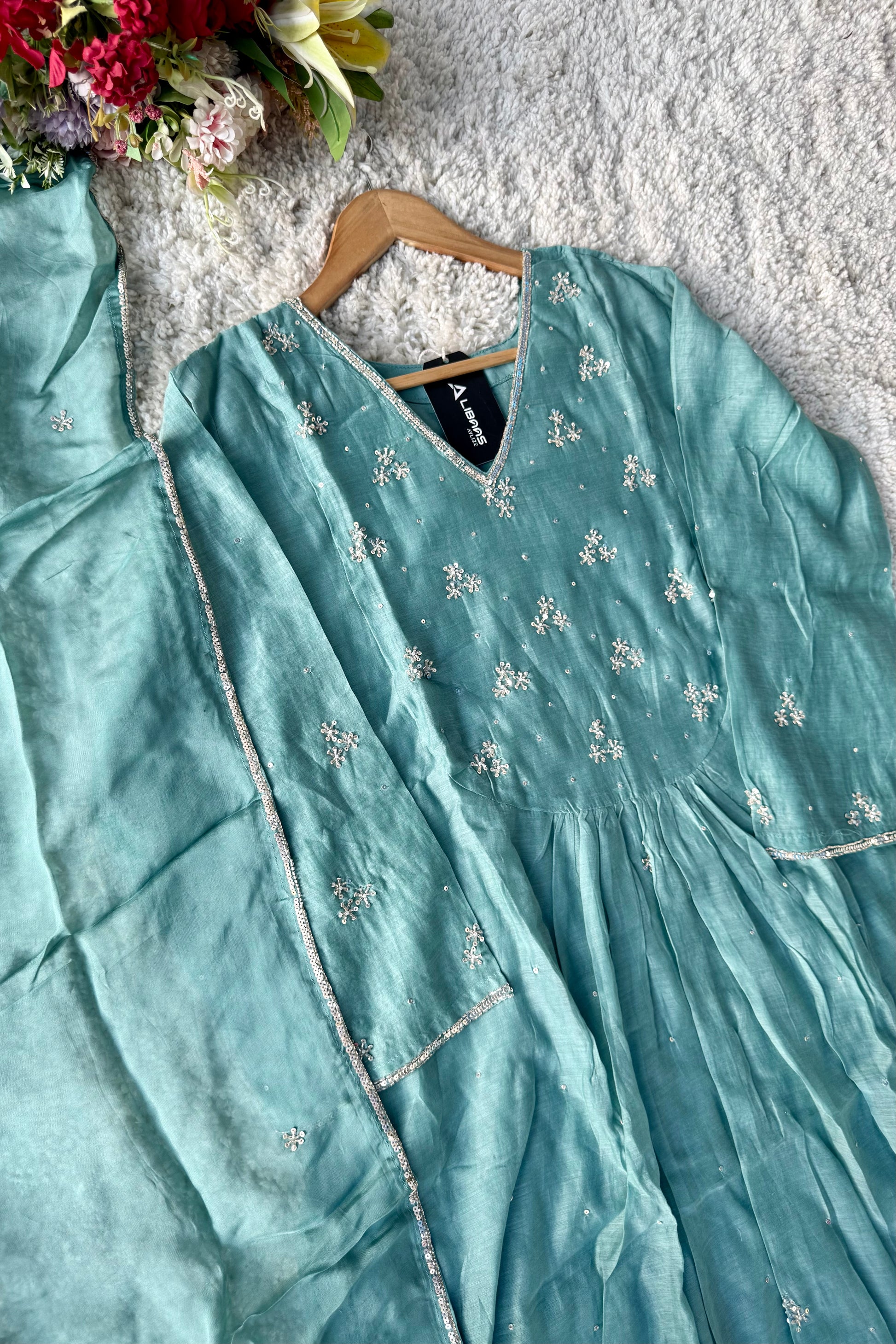 ✨Nagma- Premium Mul Chanderi A- Line Kurta Set