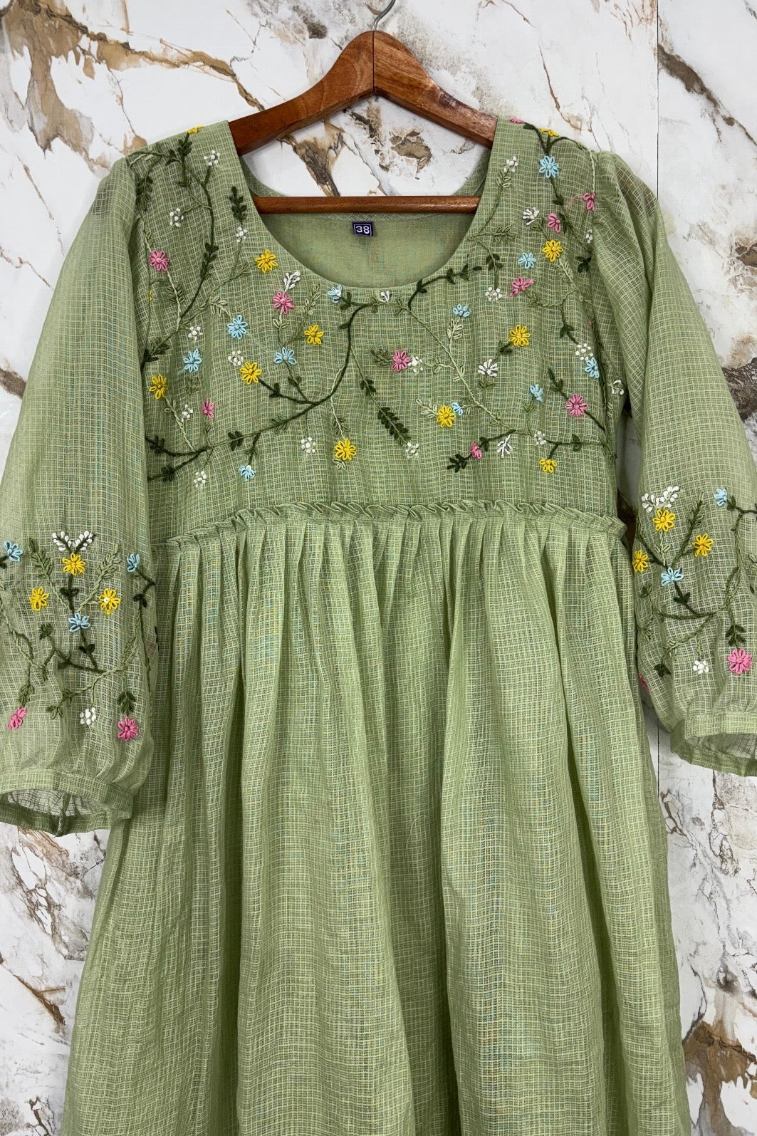 “Gulrez” Kota Doria Thred work Frock Dress