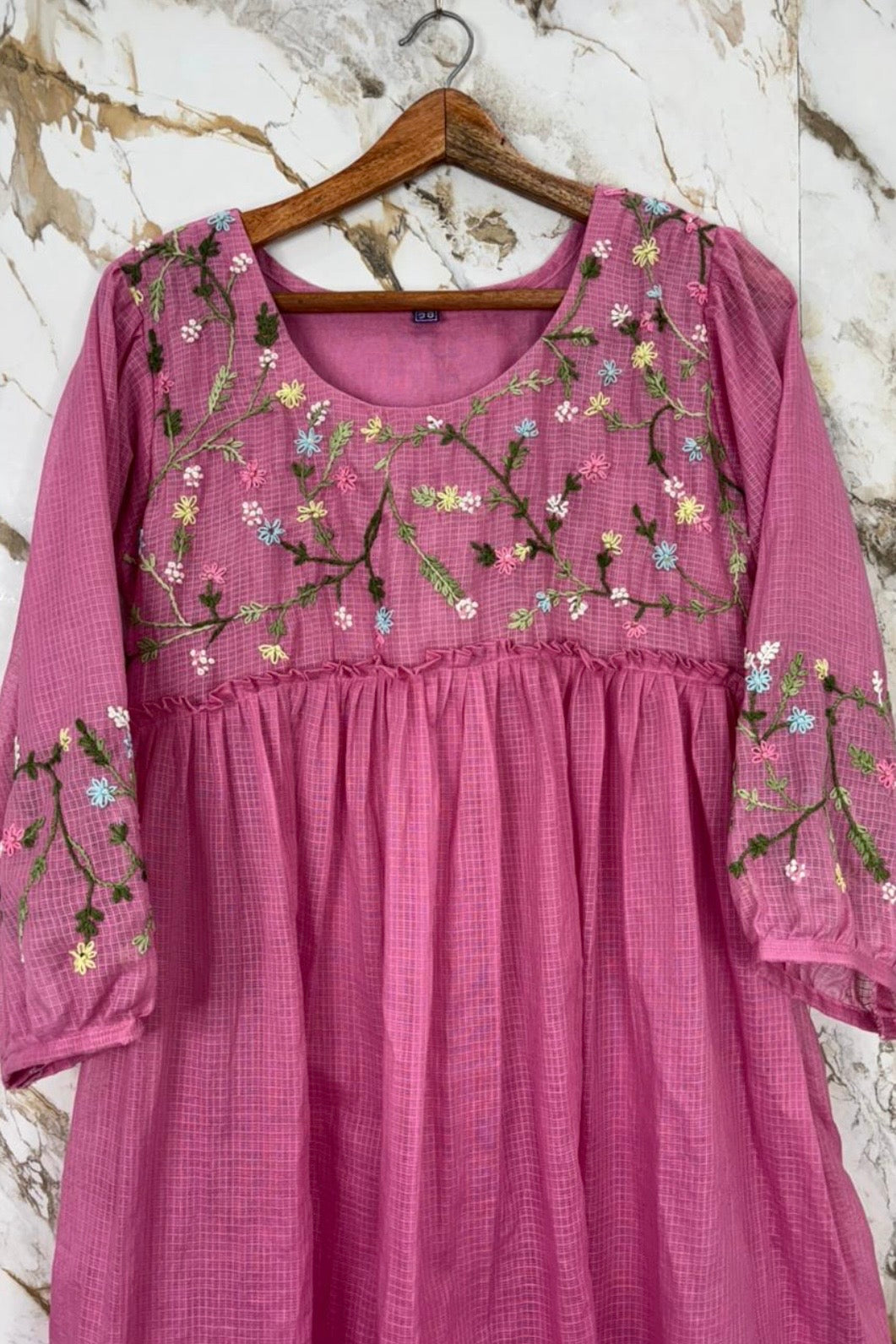 “Gulrez” Kota Doria Thred work Frock Dress