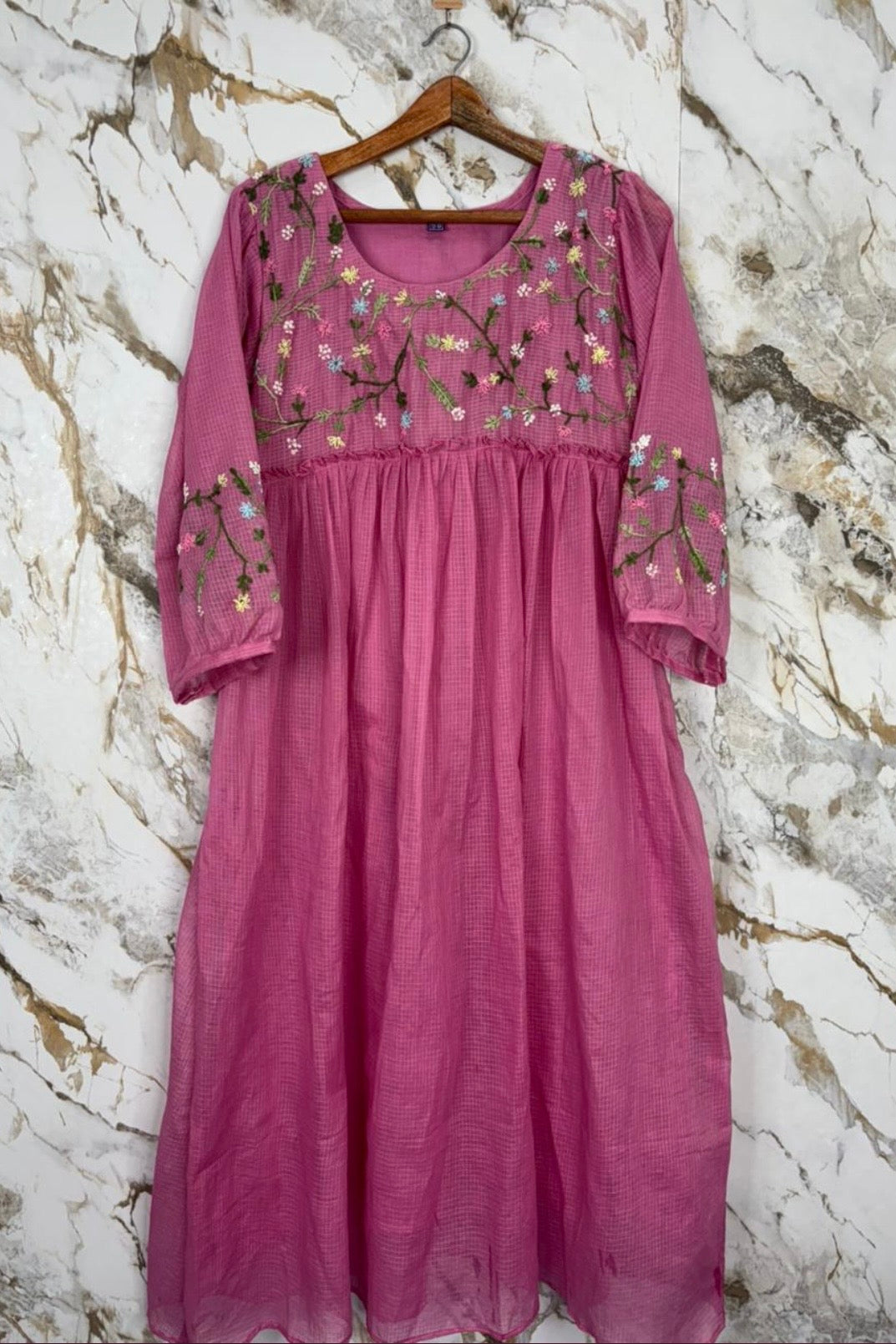 “Gulrez” Kota Doria Thred work Frock Dress