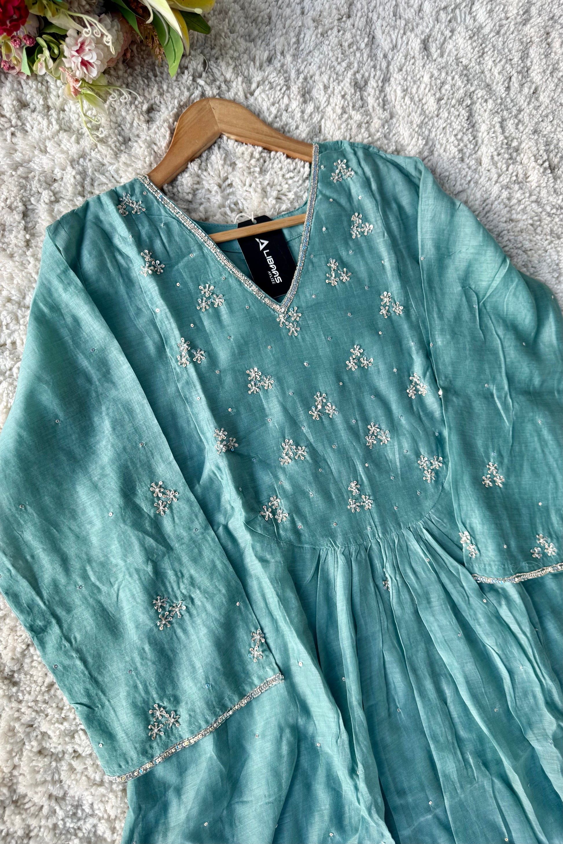 ✨Nagma- Premium Mul Chanderi A- Line Kurta Set