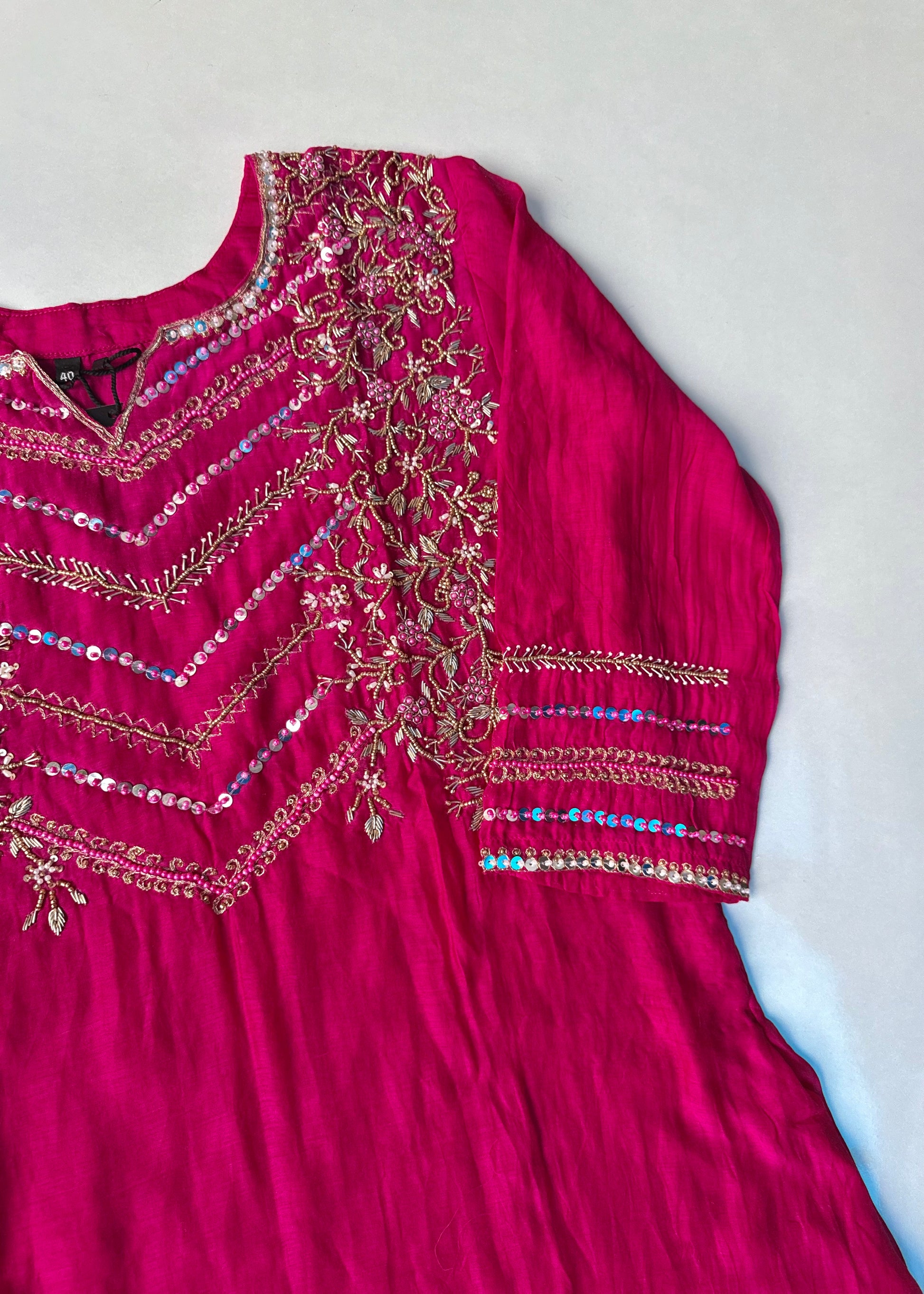 “Chanda” Premium karwa Pink mul chanderi A line kurta set