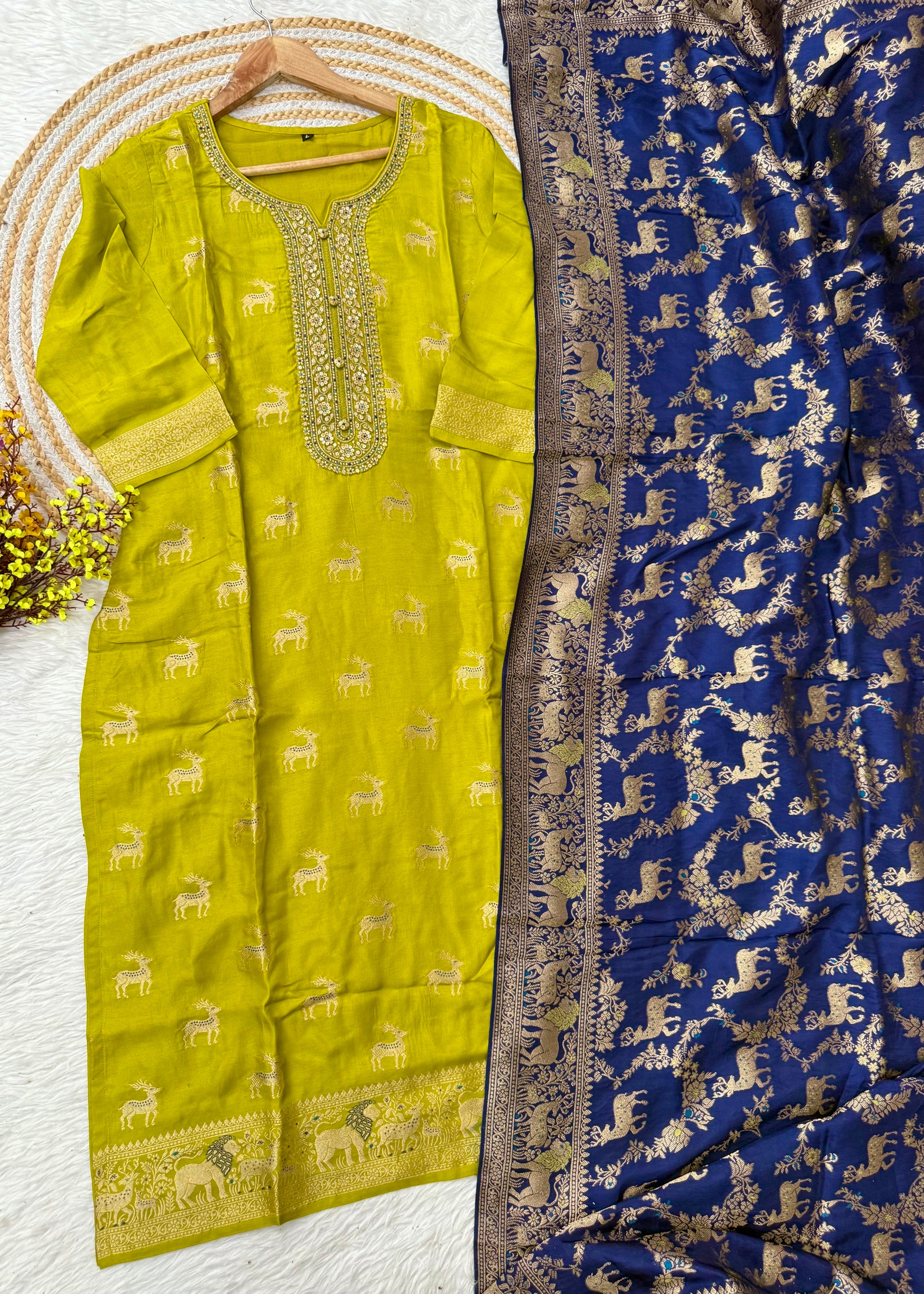 “AMRITA” Festive wear Jacquard silk kurta bottom with dupatta set