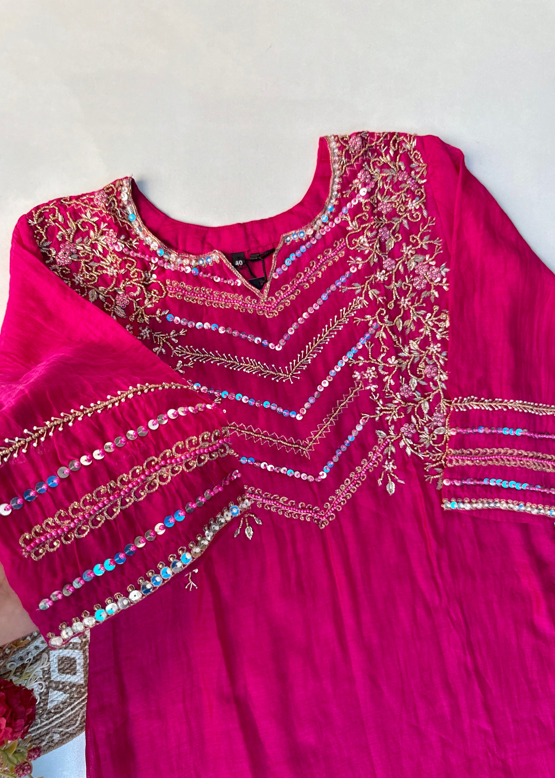 “Chanda” Premium karwa Pink mul chanderi A line kurta set