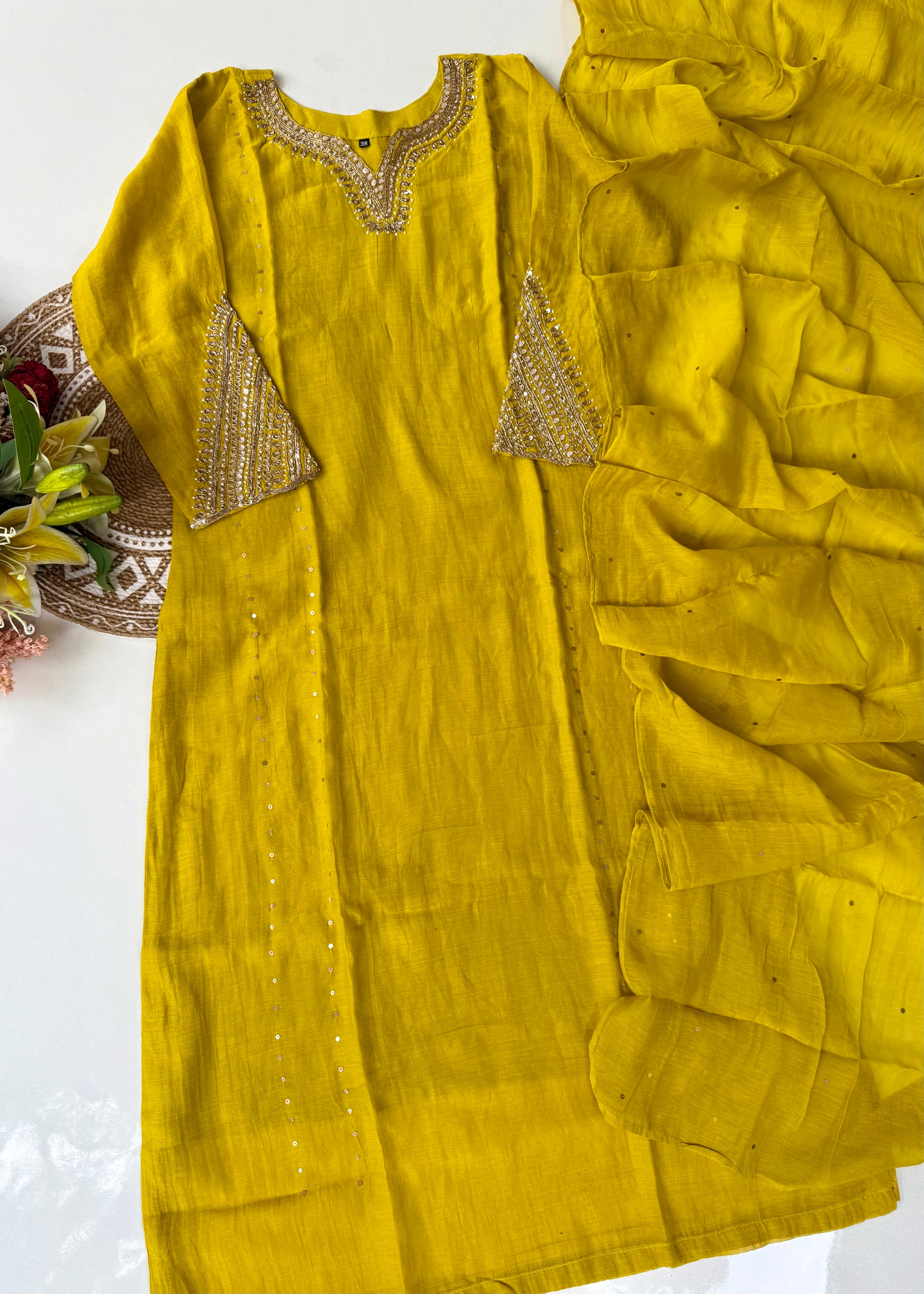 “KIARA” Premium Mul Chanderi handwork kurta set