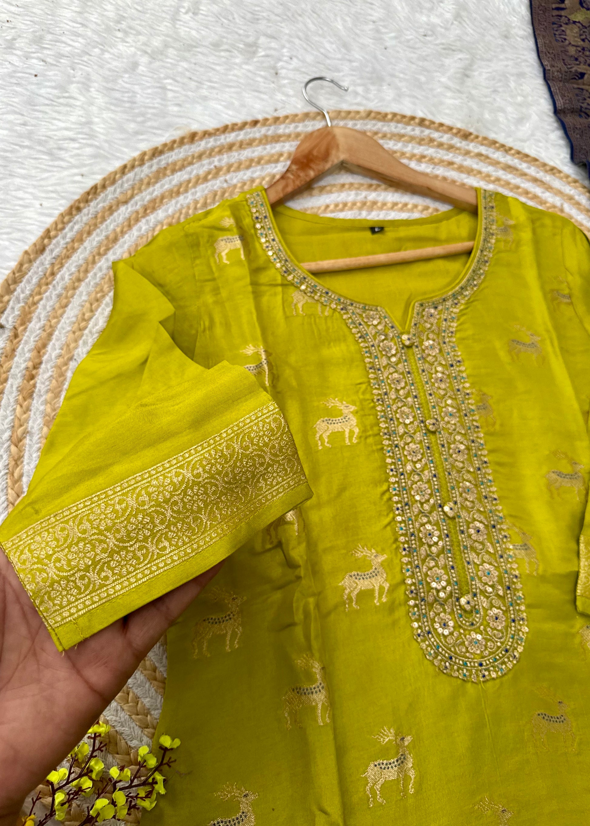 “AMRITA” Festive wear Jacquard silk kurta bottom with dupatta set