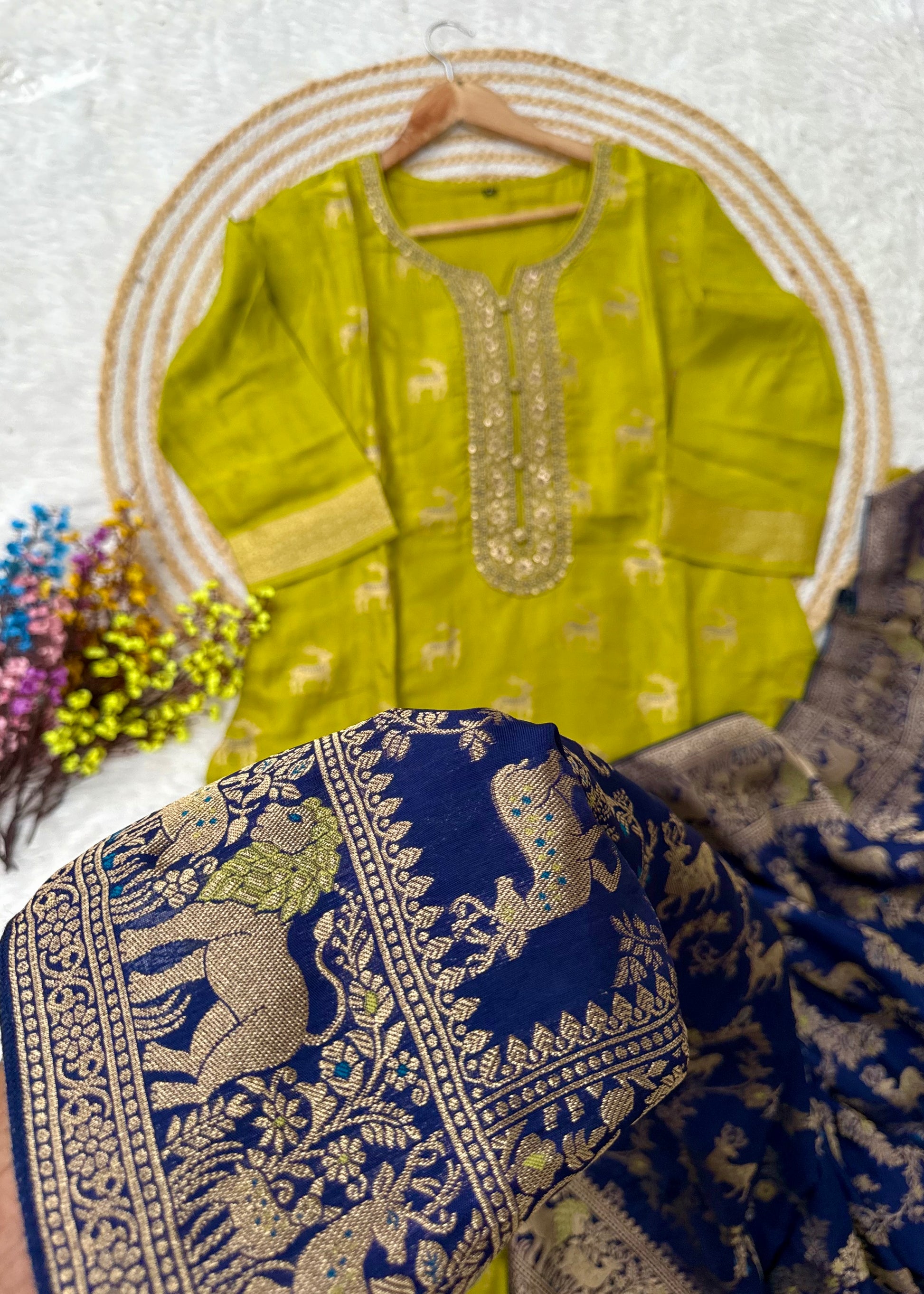 “AMRITA” Festive wear Jacquard silk kurta bottom with dupatta set
