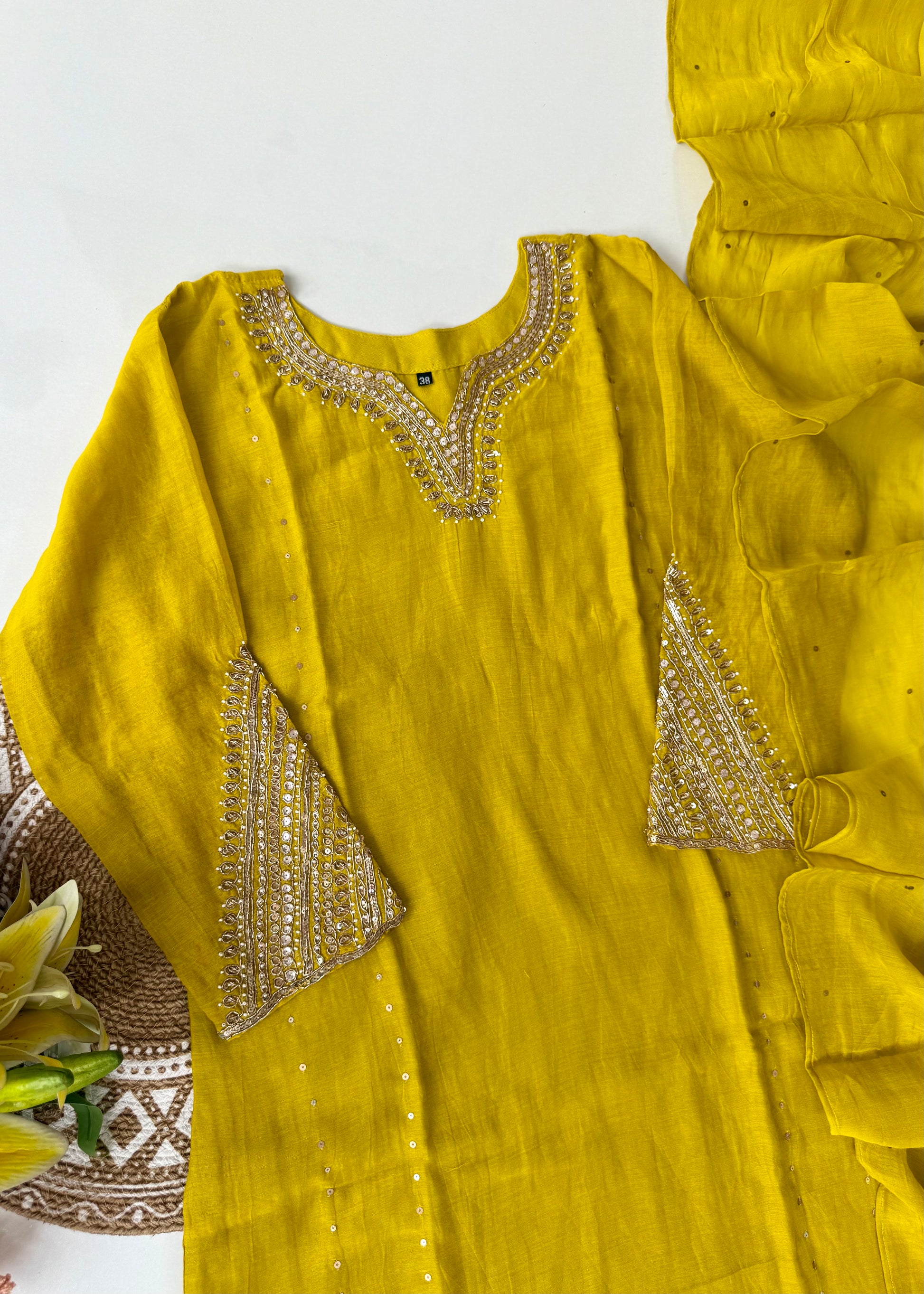 “KIARA” Premium Mul Chanderi handwork kurta set