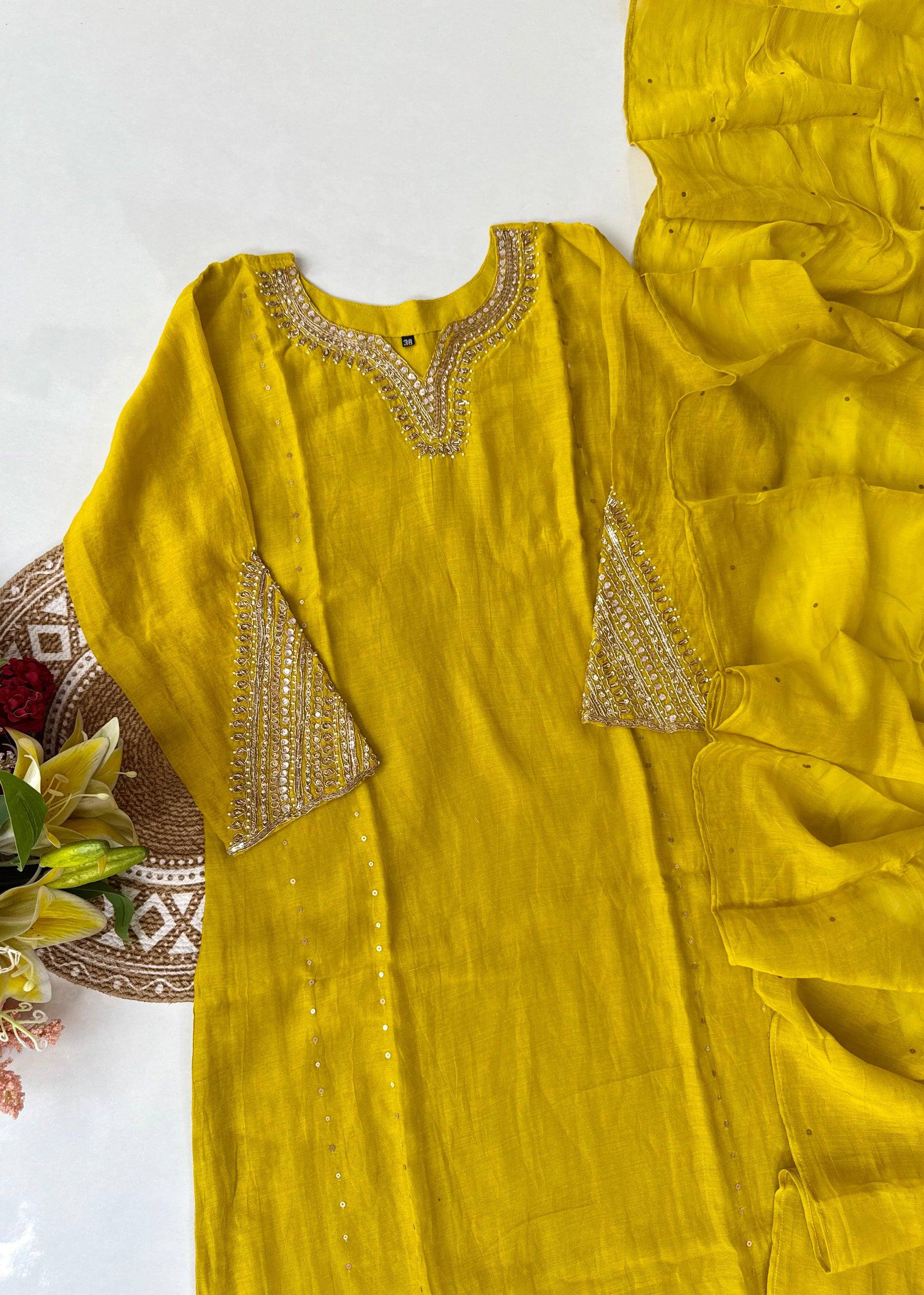 “KIARA” Premium Mul Chanderi handwork kurta set