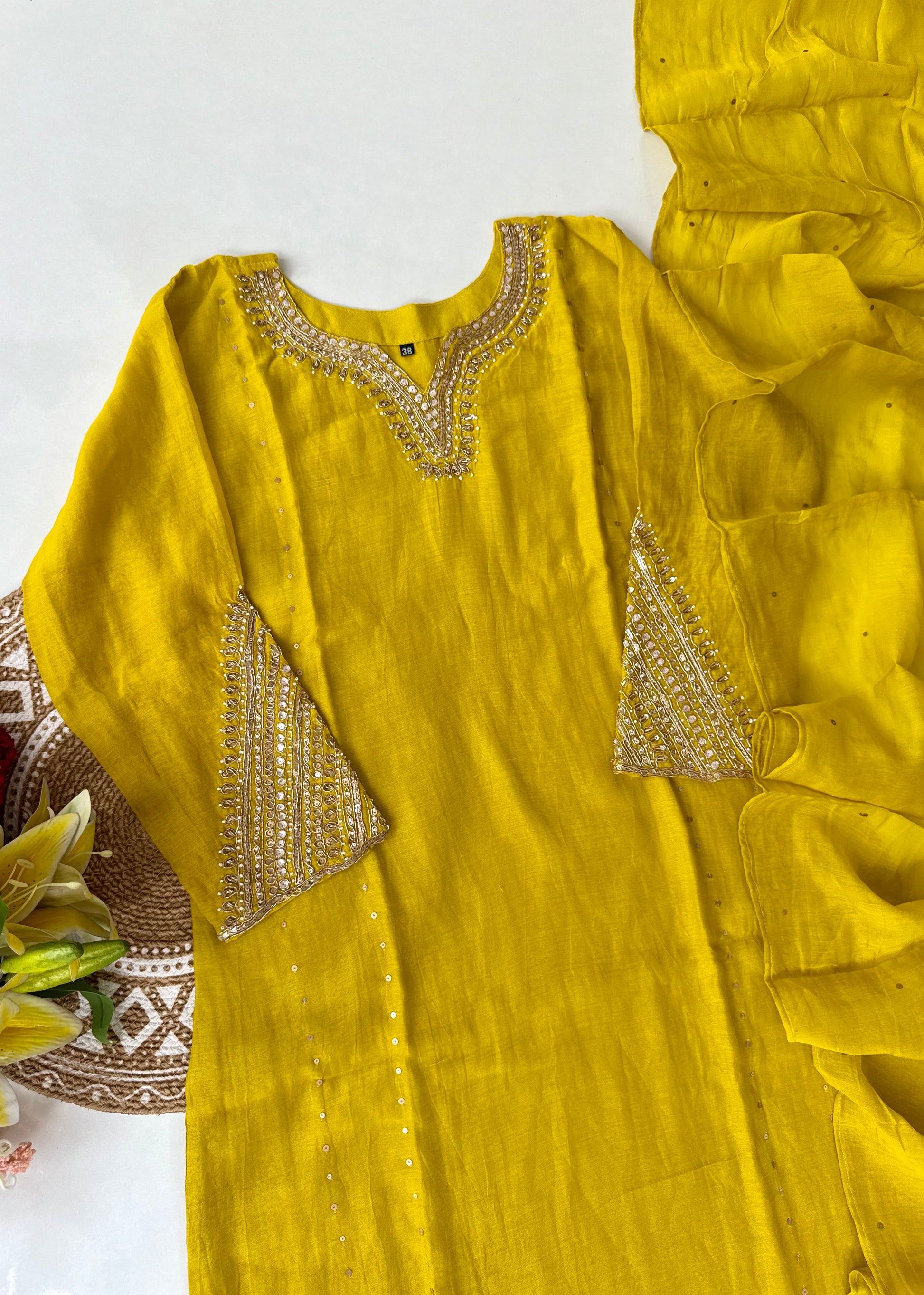 “KIARA” Premium Mul Chanderi handwork kurta set