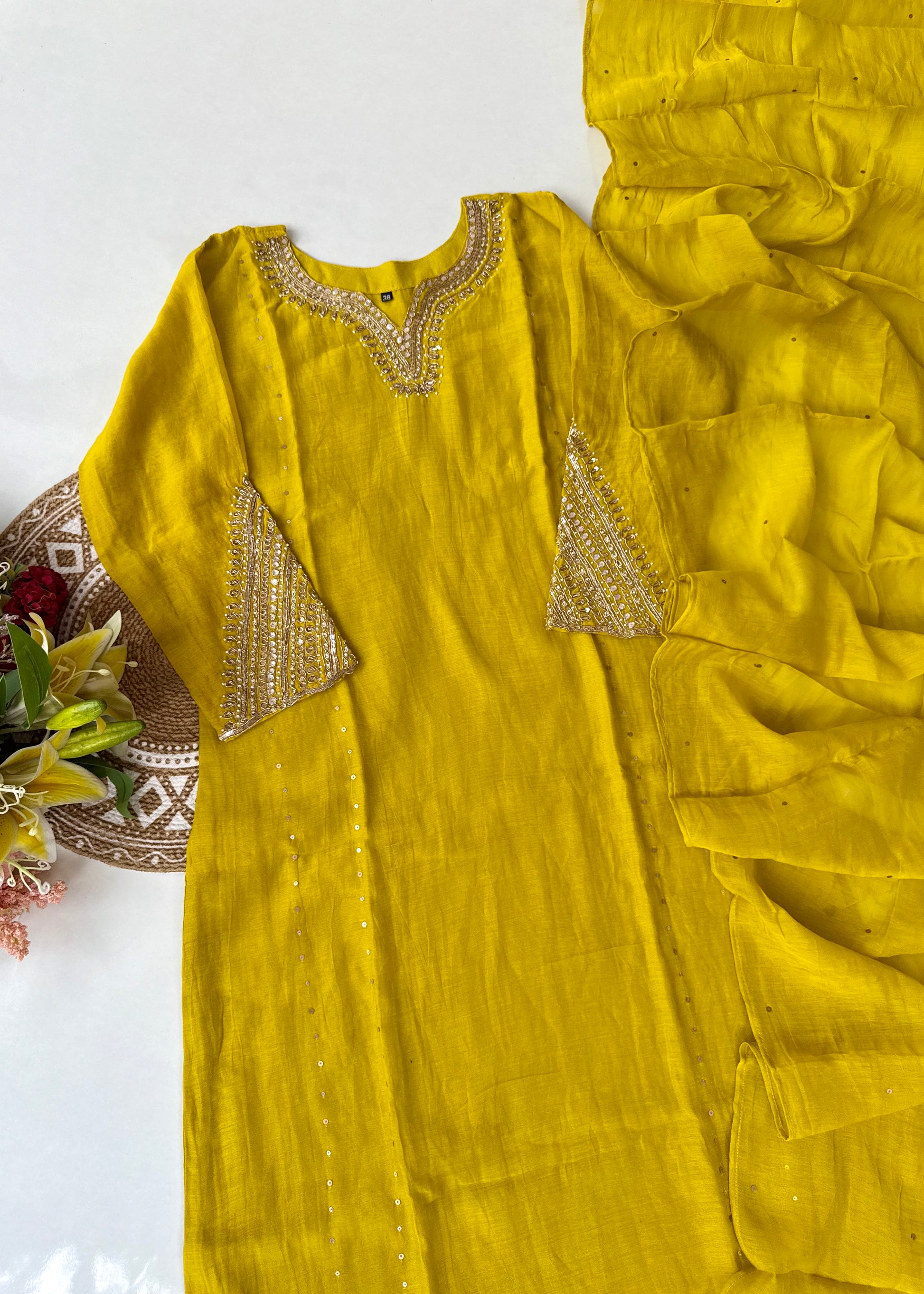 “KIARA” Premium Mul Chanderi handwork kurta set