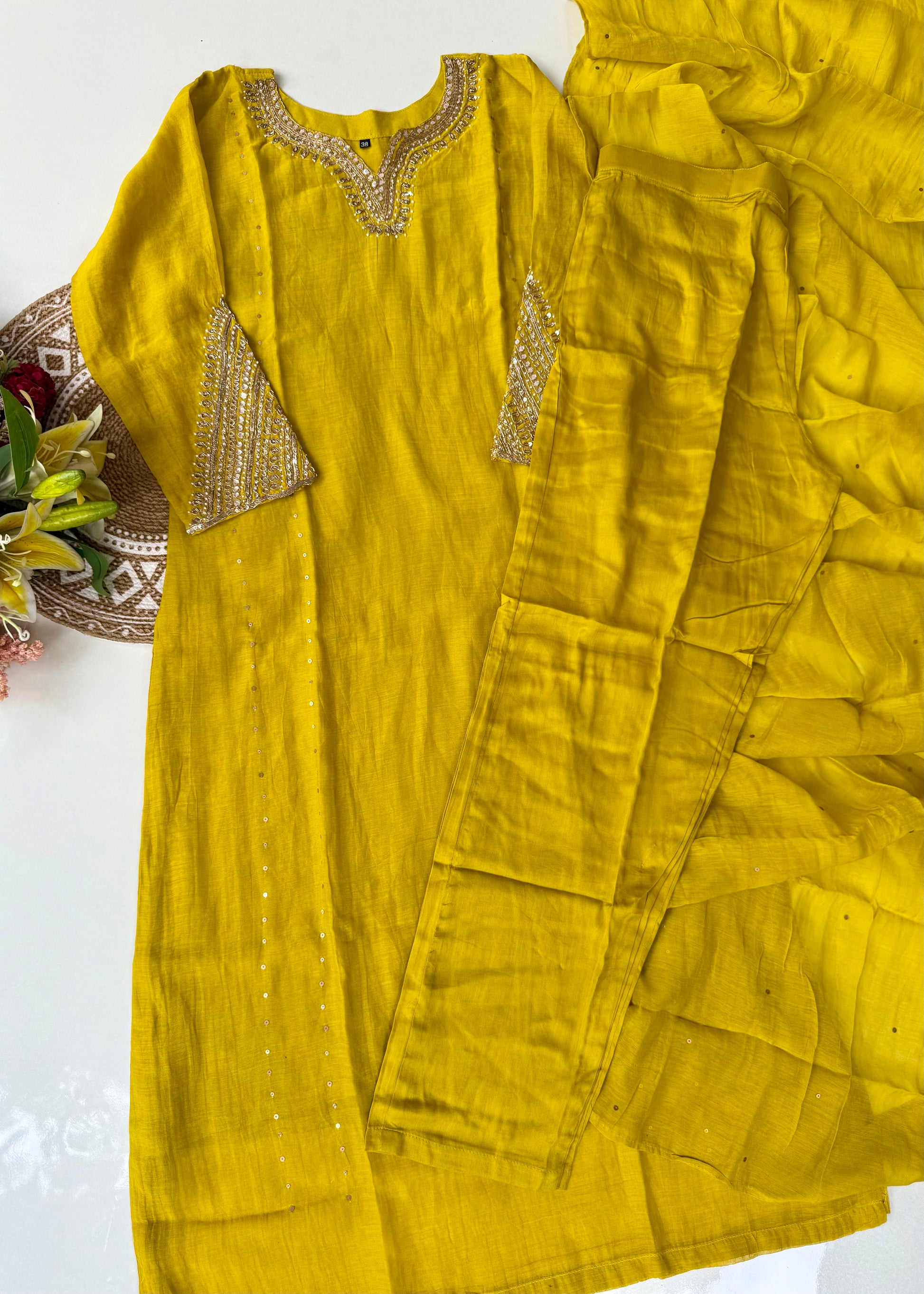 “KIARA” Premium Mul Chanderi handwork kurta set