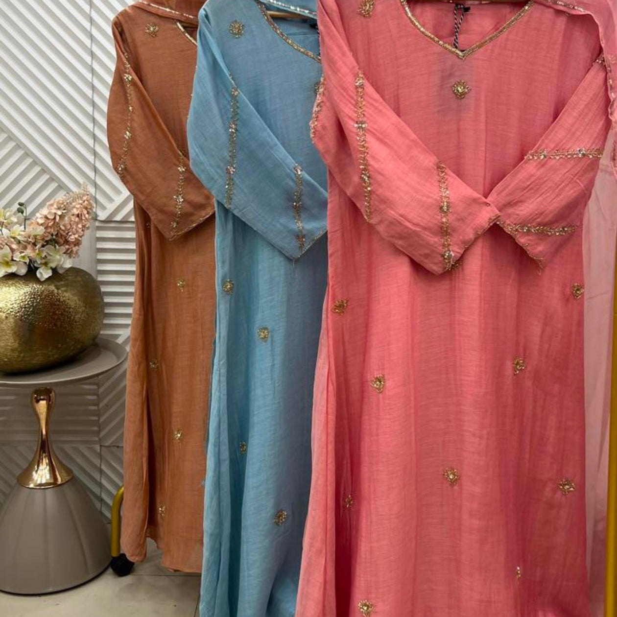 ✨”Unique- Party Wear Mul Chanderi A Line Kurta set 🛍️