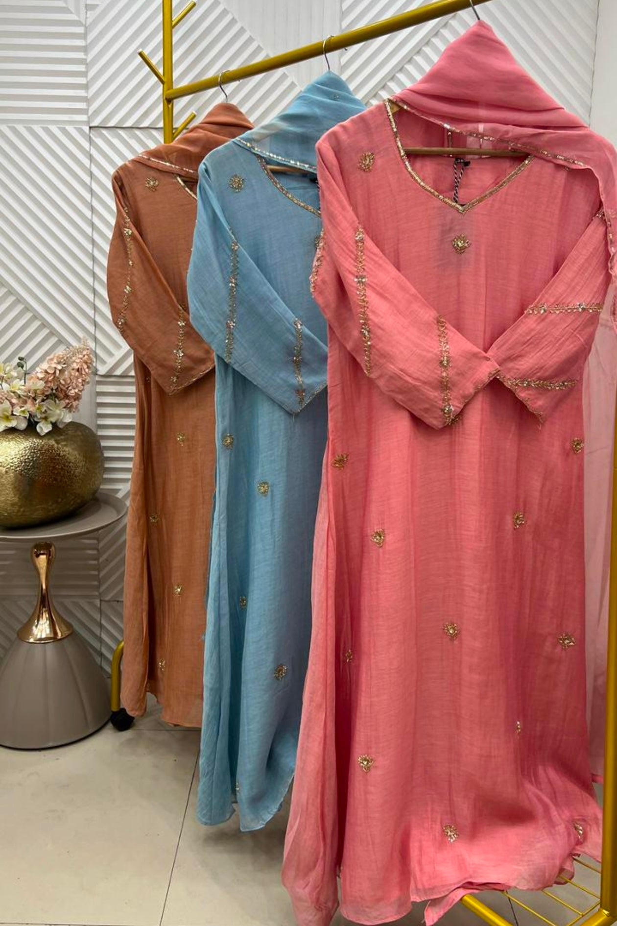 ✨”Unique- Party Wear Mul Chanderi A Line Kurta set 🛍️