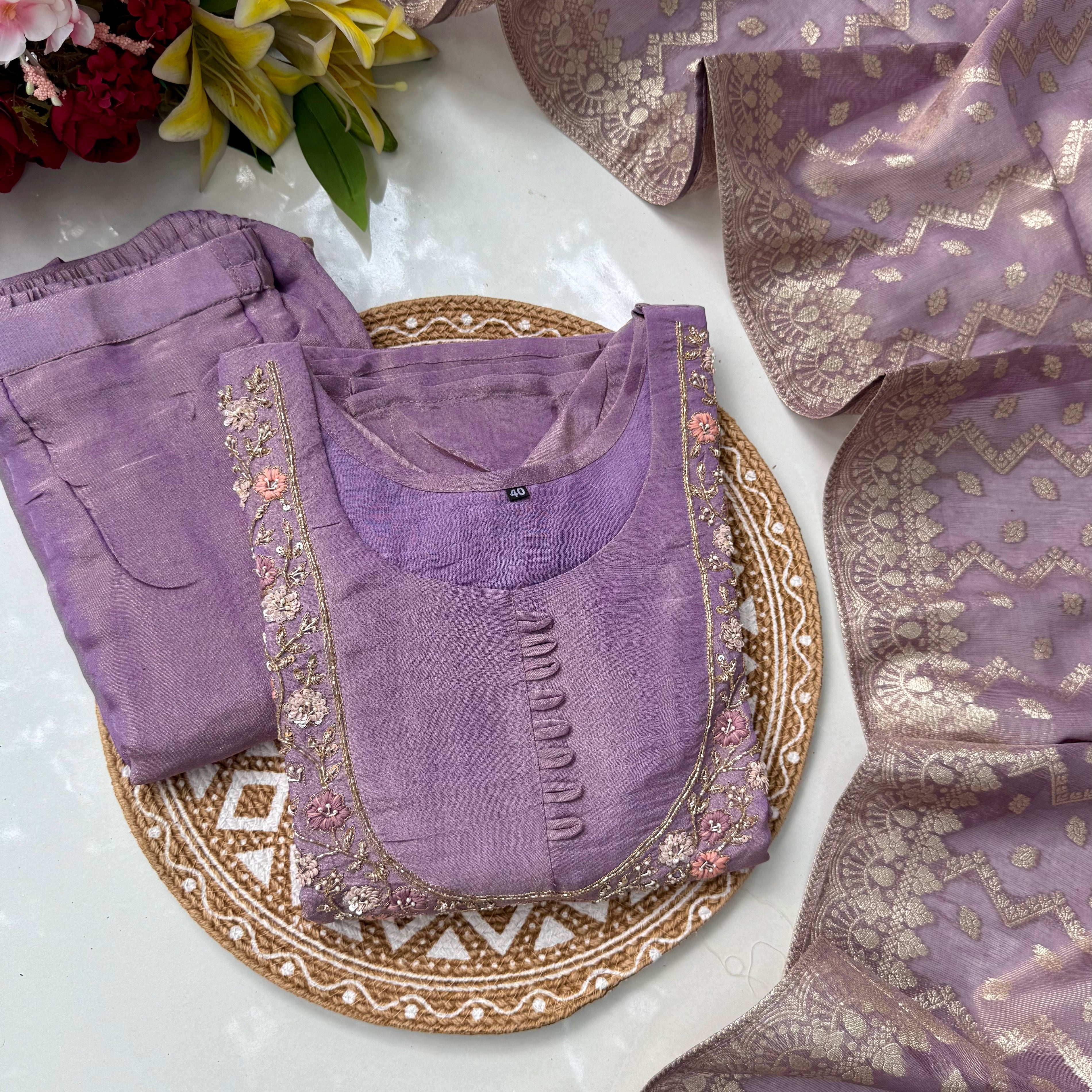 “Naayaab” Premium Tissue silk handcrafted kurta set