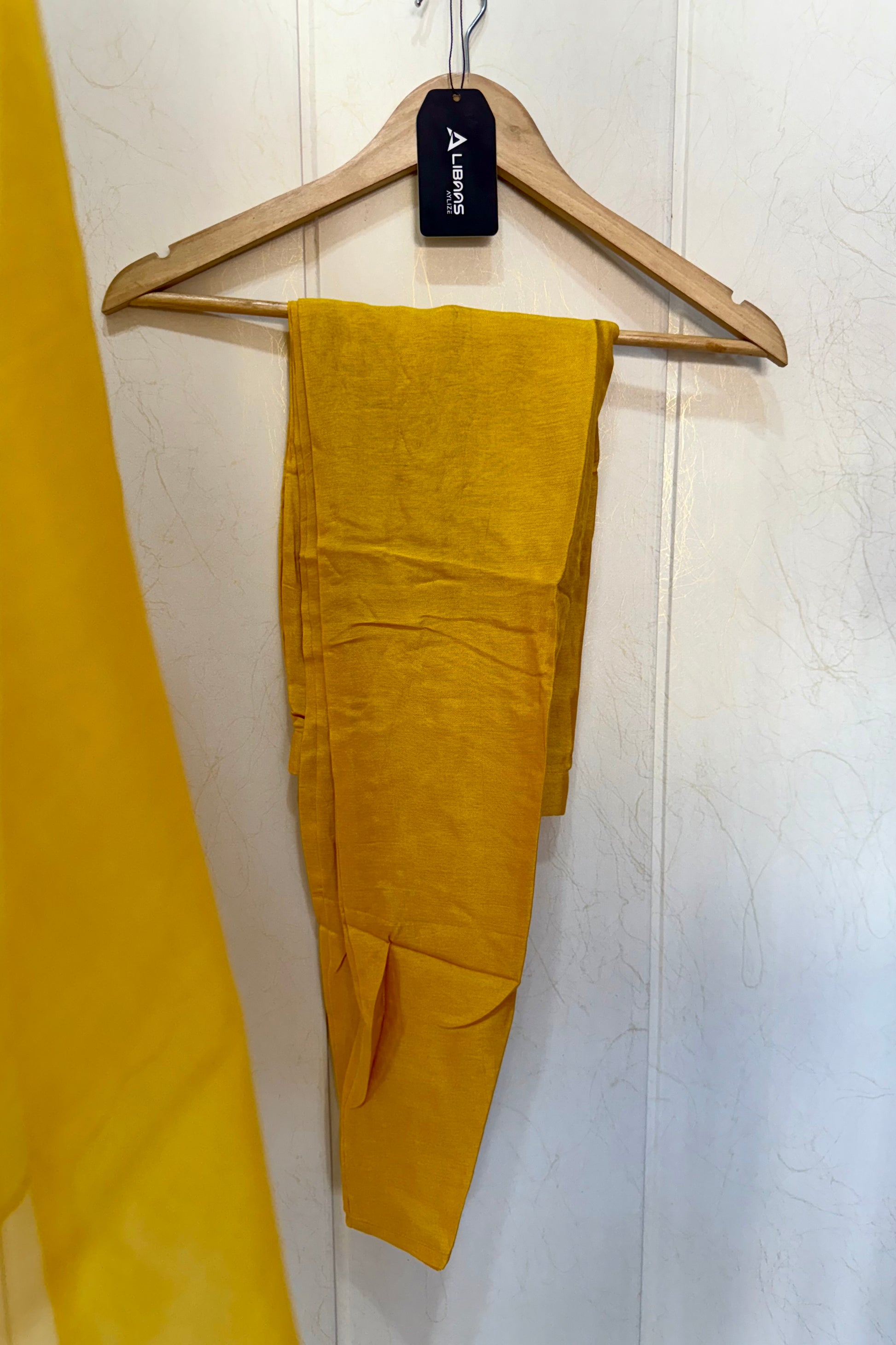 “Yeefa” Mustard Yellow dola silk hand print kurta set