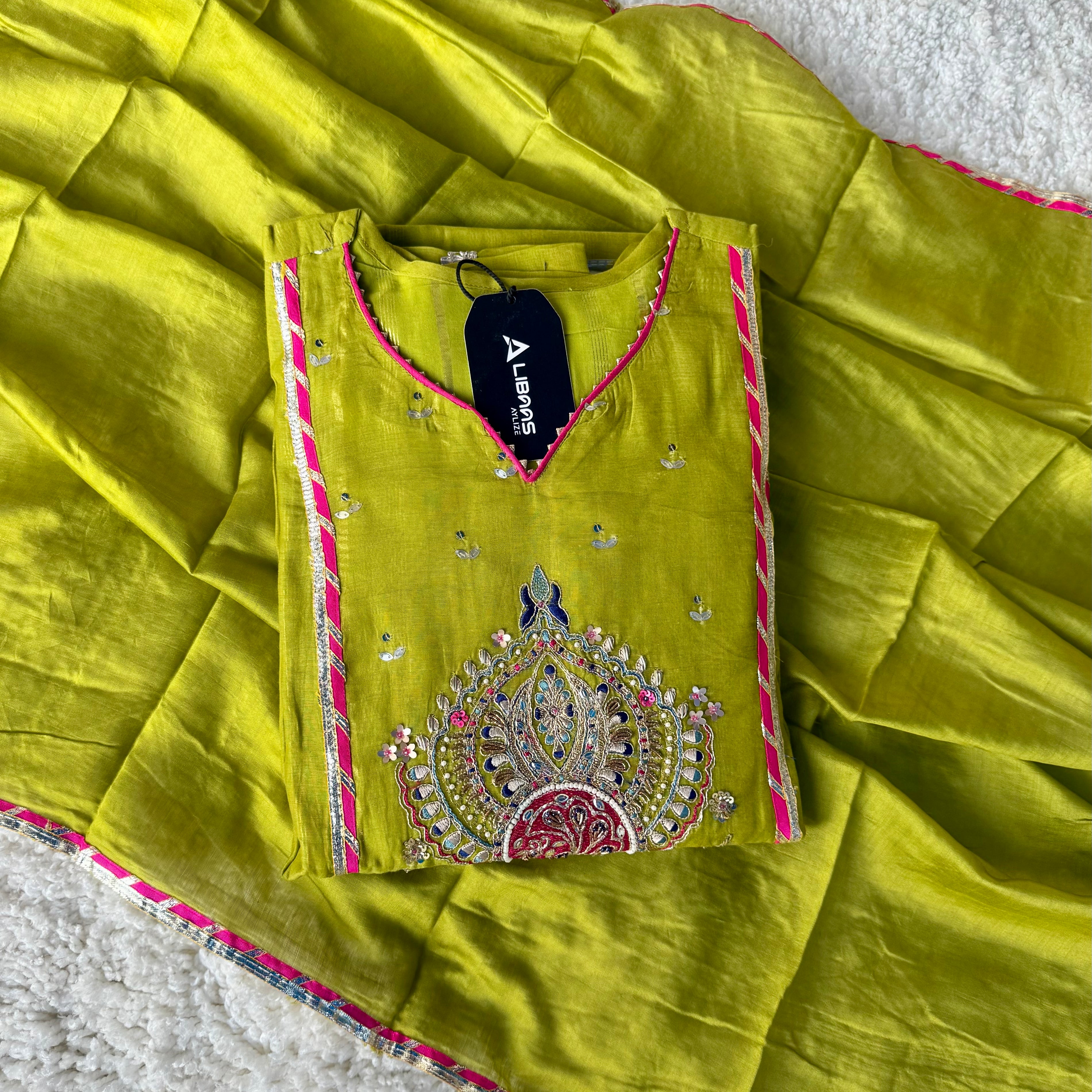 “Mehzaa” Weddings Special Mul Chanderi A-Line Anarkali Suit Set