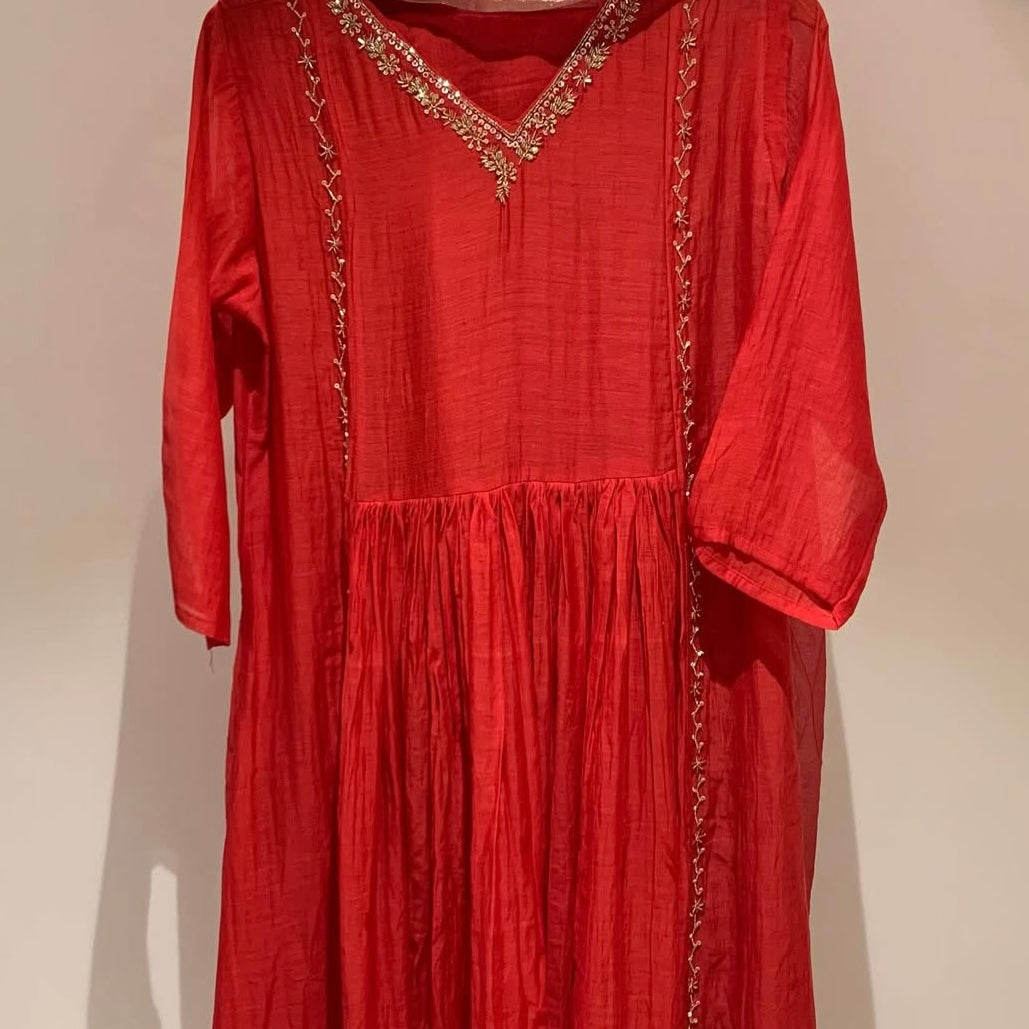 “Melory” Premium Mul Chanderi party wear anarkali kurta set