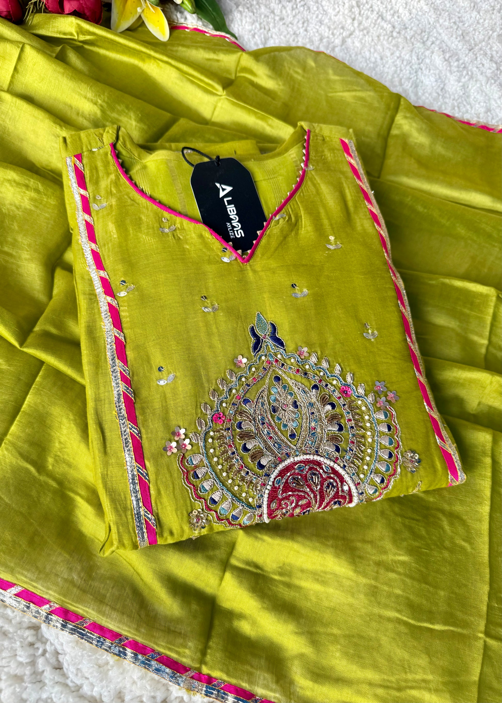 “Mehzaa” Weddings Special Mul Chanderi A-Line Anarkali Suit Set