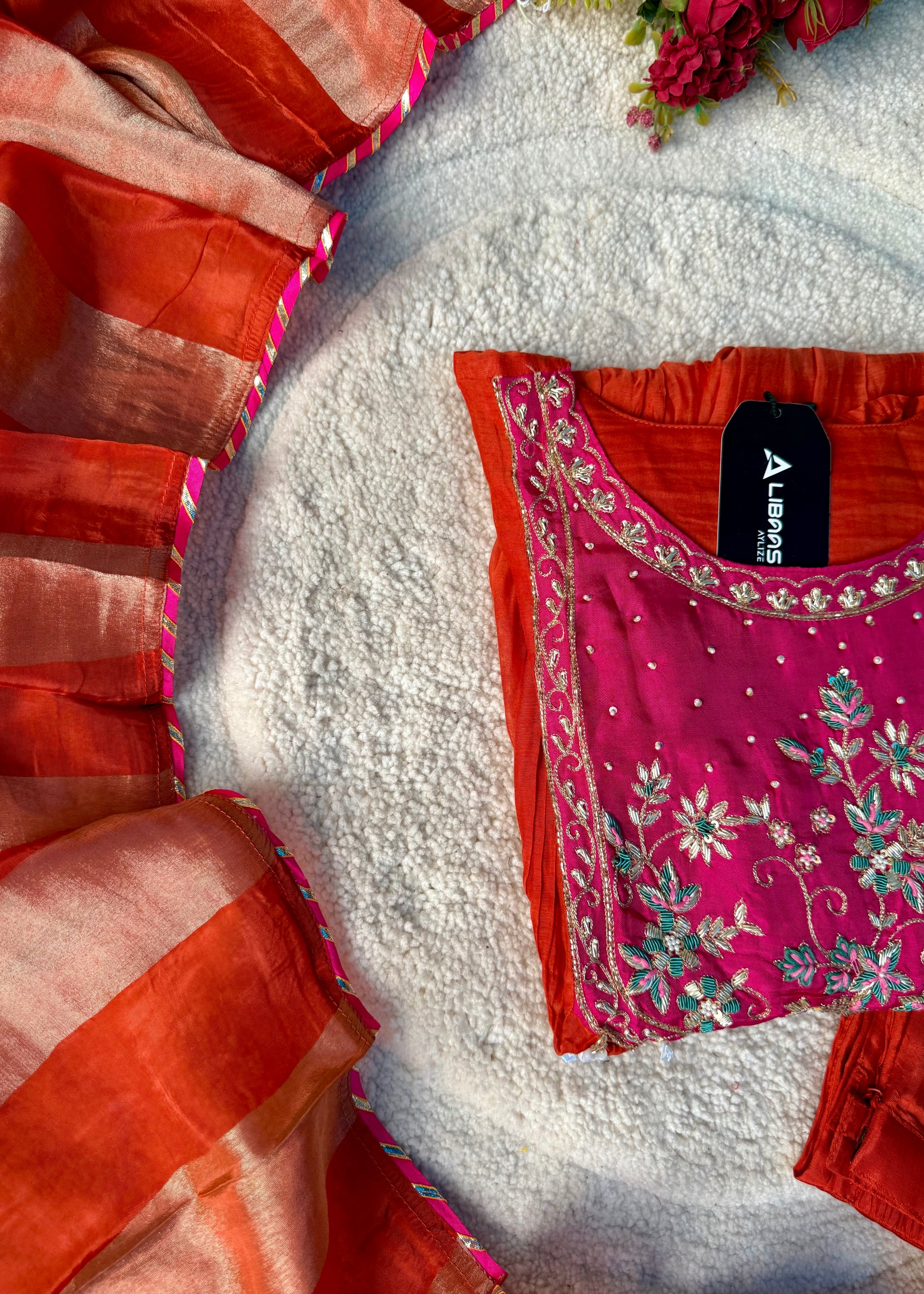 “Deep” Premium Rust Orange Mul Chanderi Anarkali Kurta Set