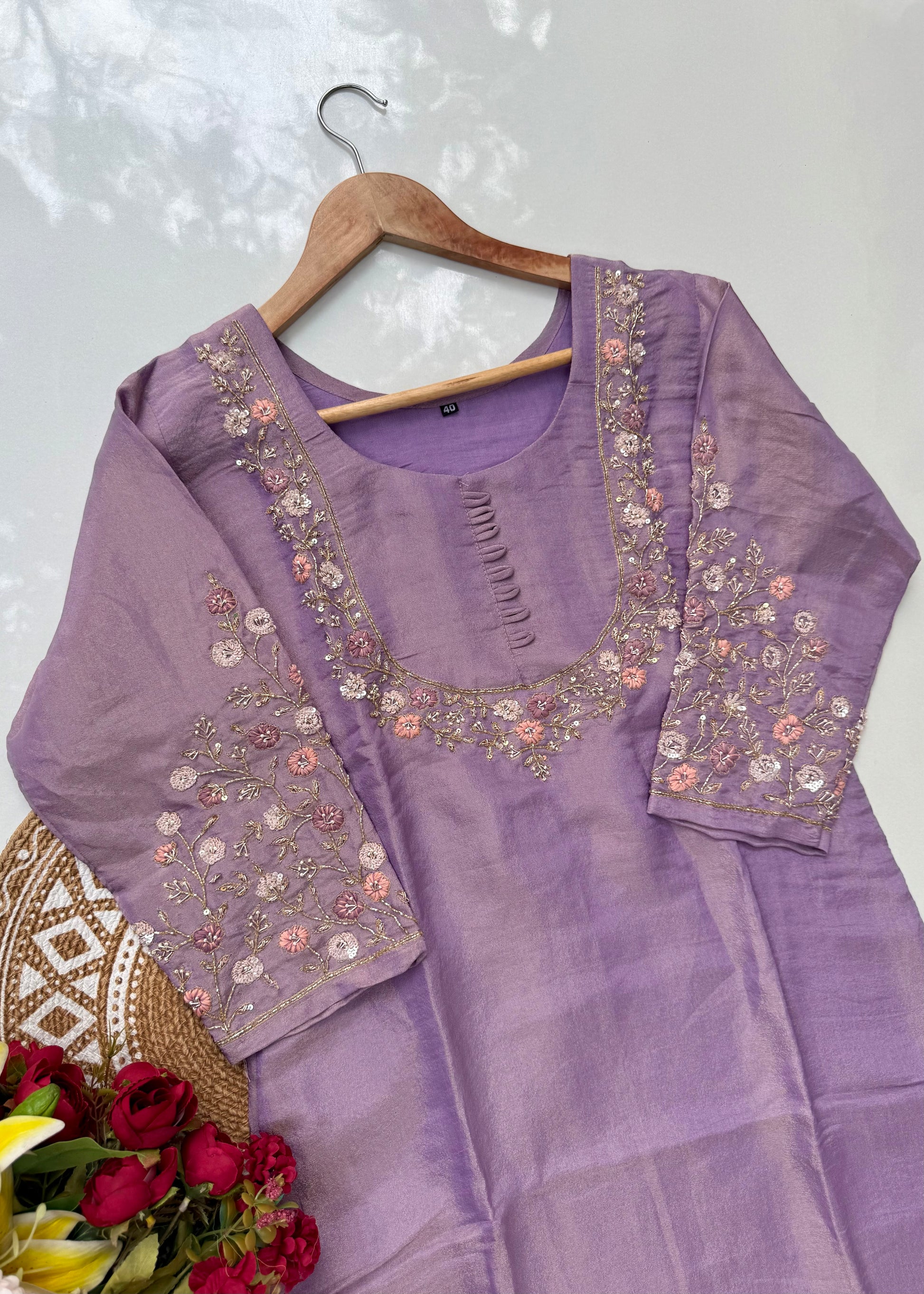 “Naayaab” Premium Tissue silk handcrafted kurta set