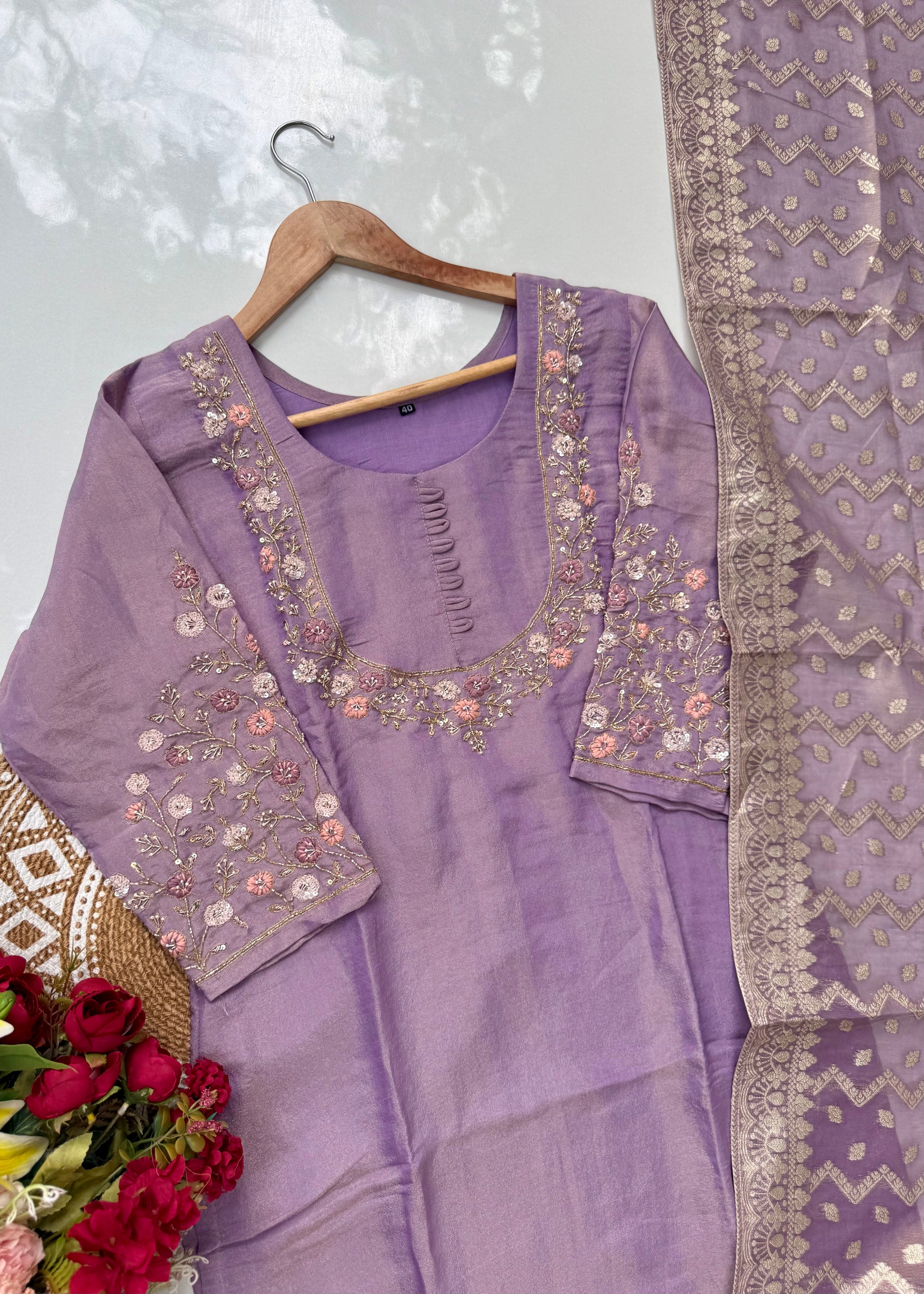 “Naayaab” Premium Tissue silk handcrafted kurta set