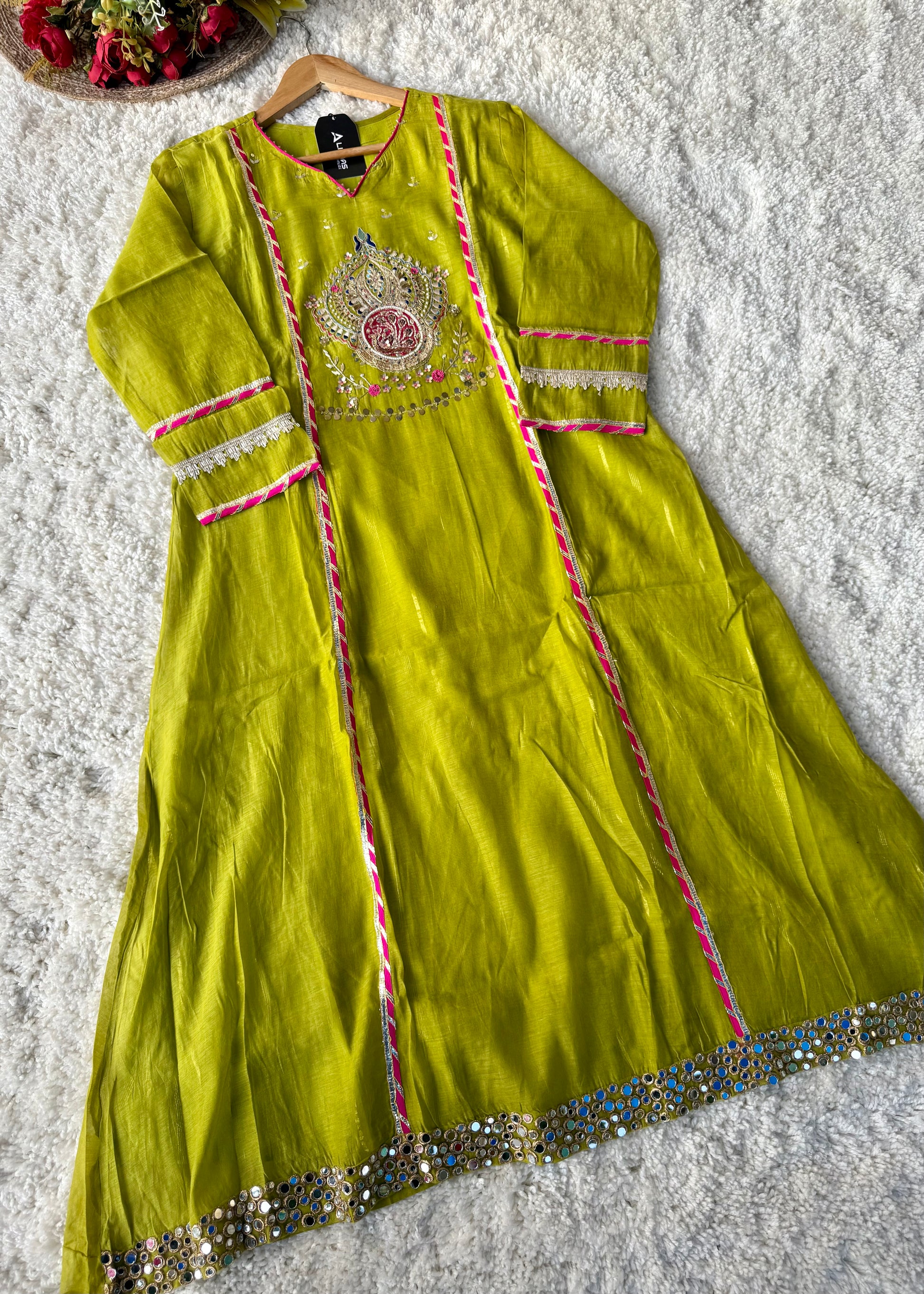 “Mehzaa” Weddings Special Mul Chanderi A-Line Anarkali Suit Set