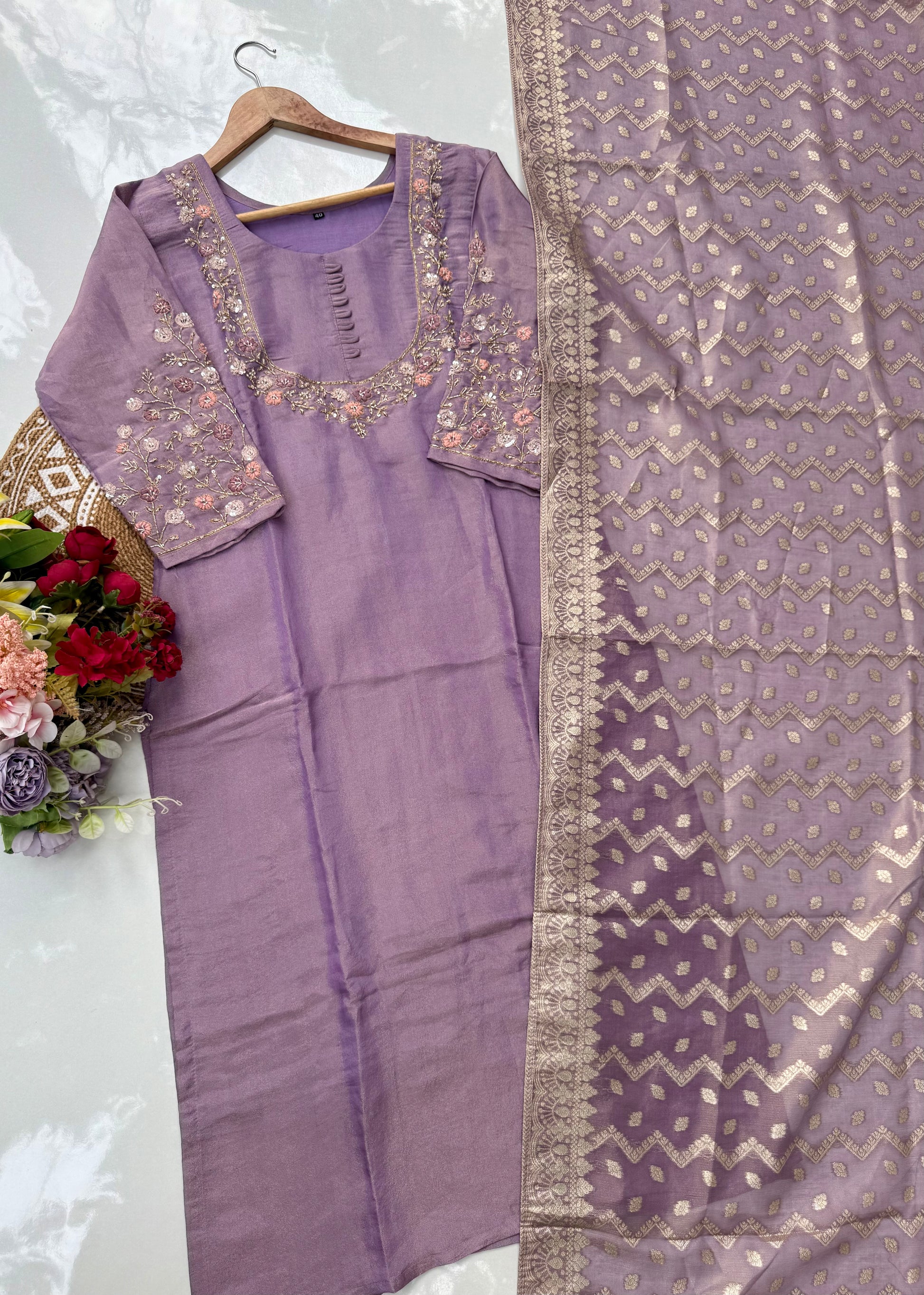 “Naayaab” Premium Tissue silk handcrafted kurta set