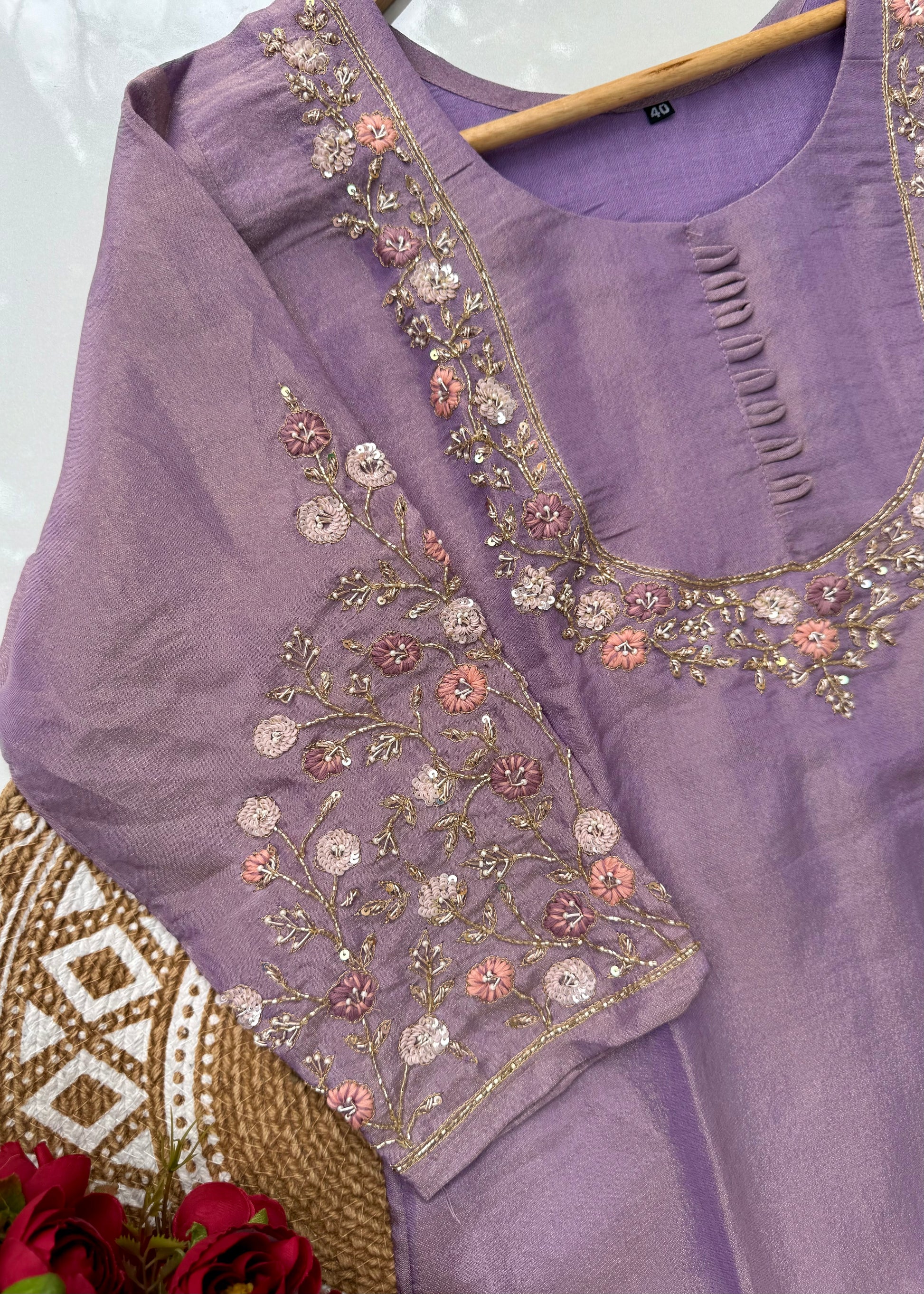 “Naayaab” Premium Tissue silk handcrafted kurta set