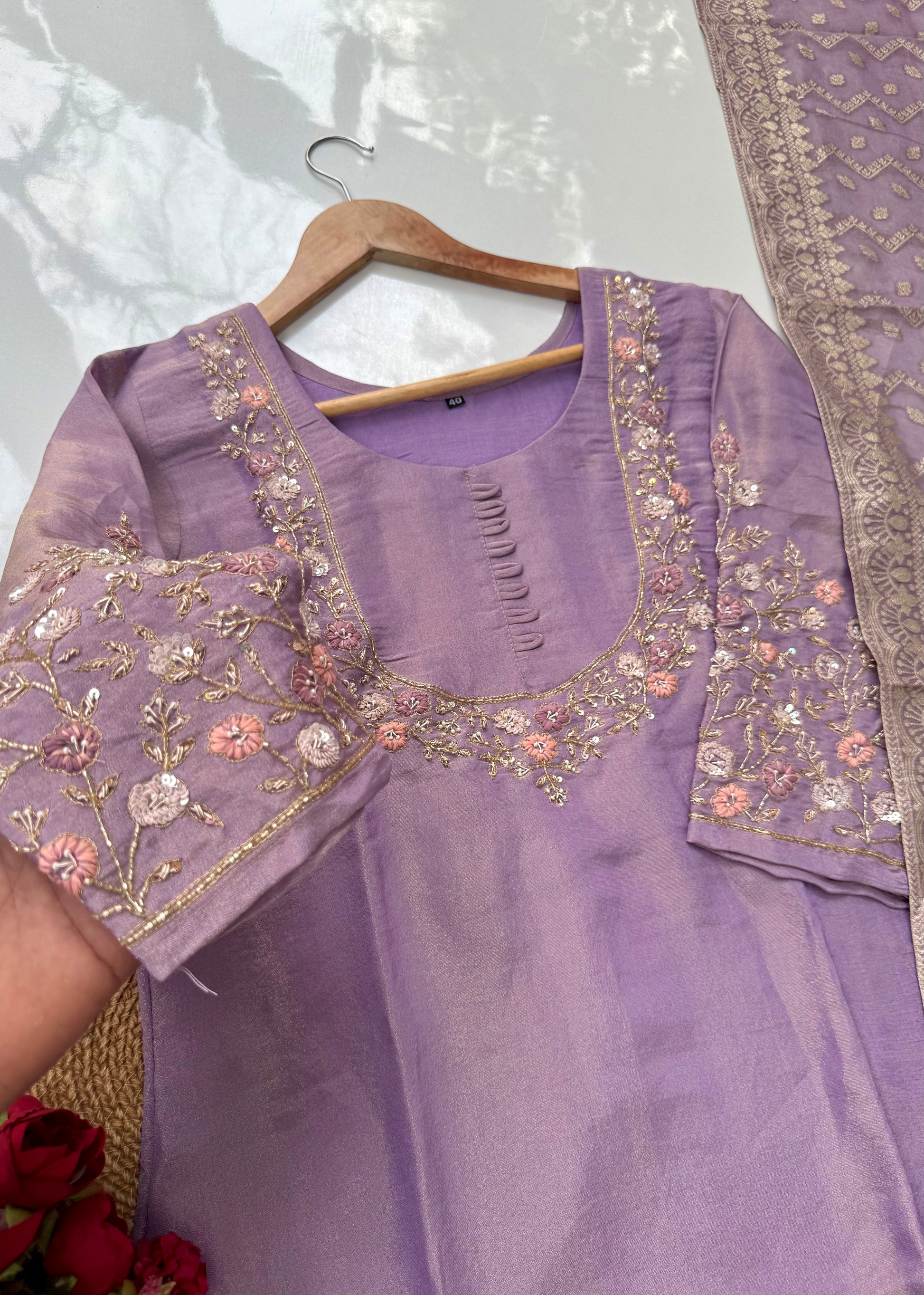 “Naayaab” Premium Tissue silk handcrafted kurta set