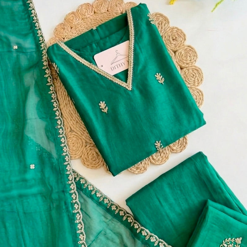 ✨”Mehar– Premium Party wear Mul Chanderi A-Line Kurta Set✨