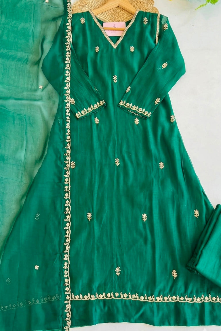 ✨”Mehar– Premium Party wear Mul Chanderi A-Line Kurta Set✨